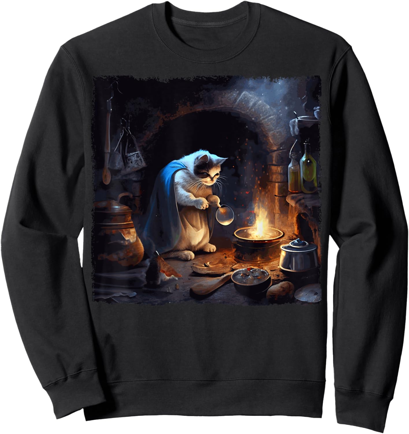 Funny Cat Cooking Space Sweatshirt - Sweatshirt | Black