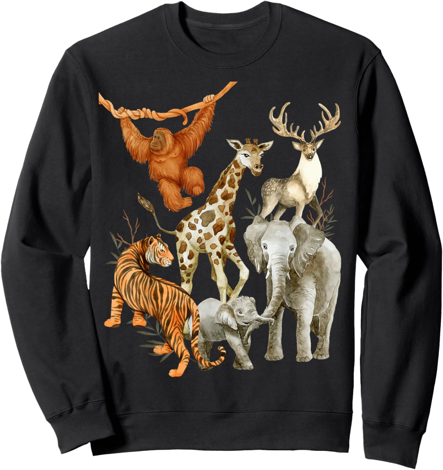 Men Women and Kids Wildlife Zoo Day Party beautiful Animals Sweatshirt - Sweatshirt | Black