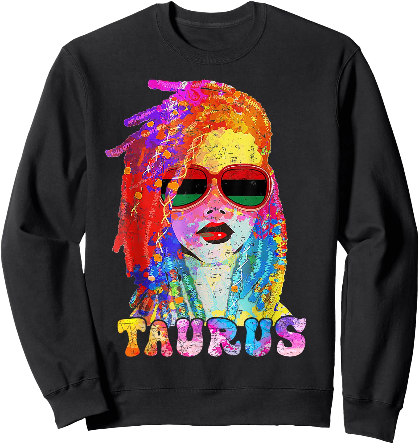 Taurus Girl Loc'd Hair Art Zodiac Birthday Black Woman Sweatshirt - Sweatshirt | Black