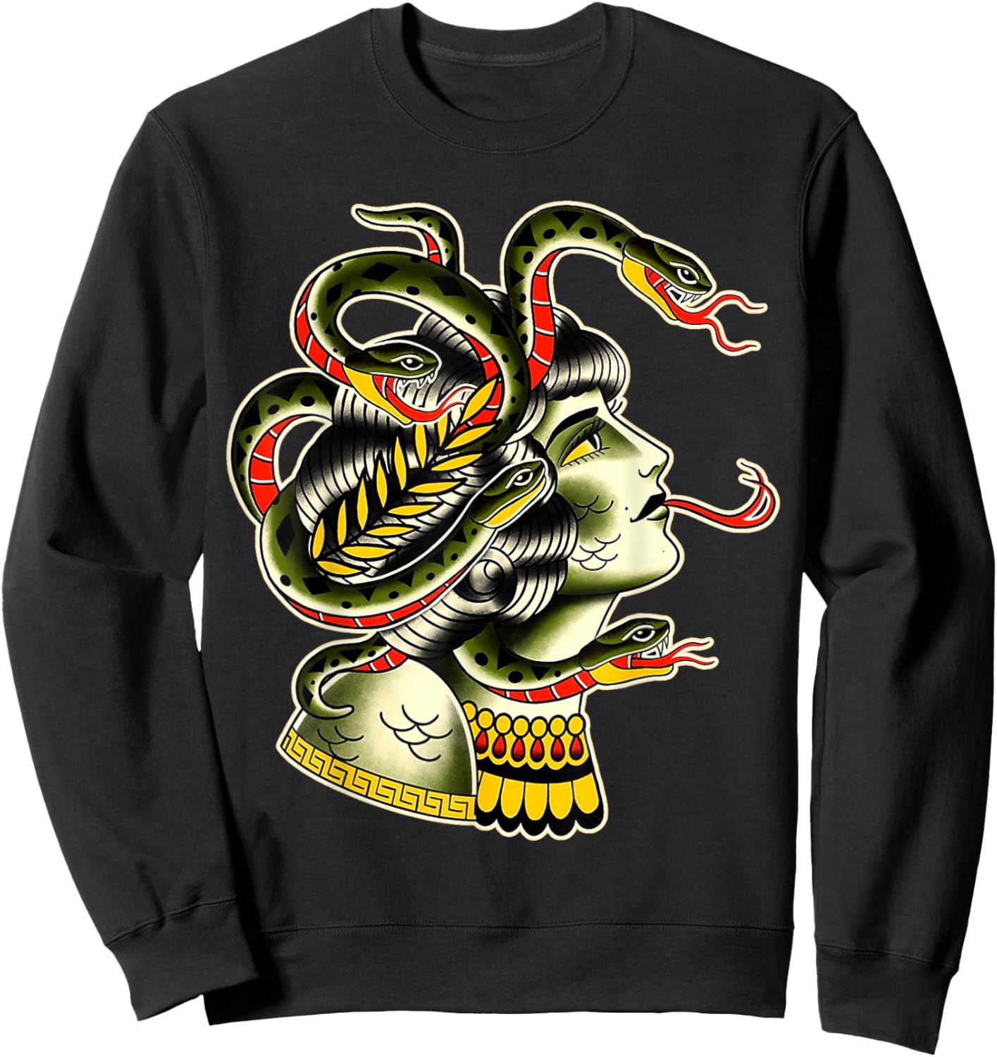 Medusa Greek Mythology Traditional Flash Sweatshirt - Sweatshirt | Black