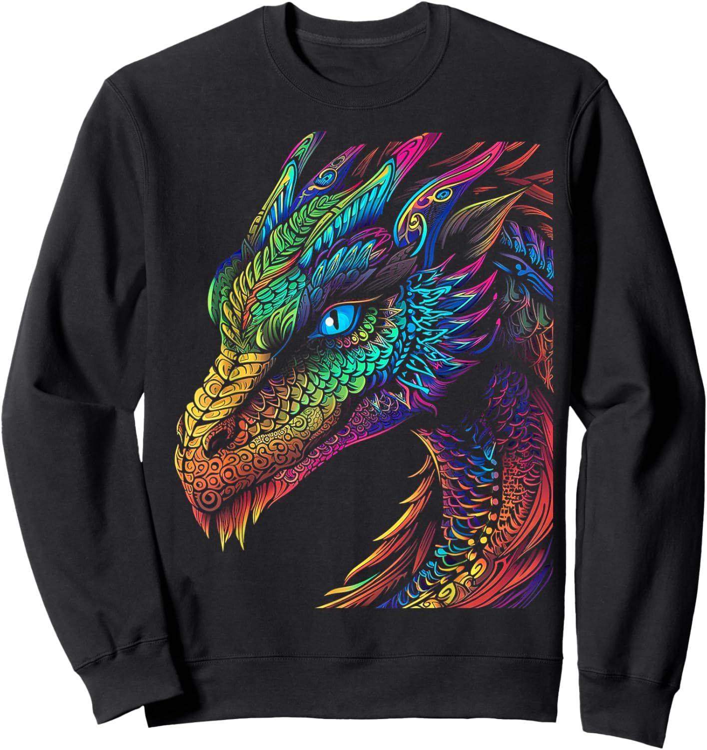 Dragon Colorful Abstract Animal Art Graphic Dragon Sweatshirt - Sweatshirt | Black
