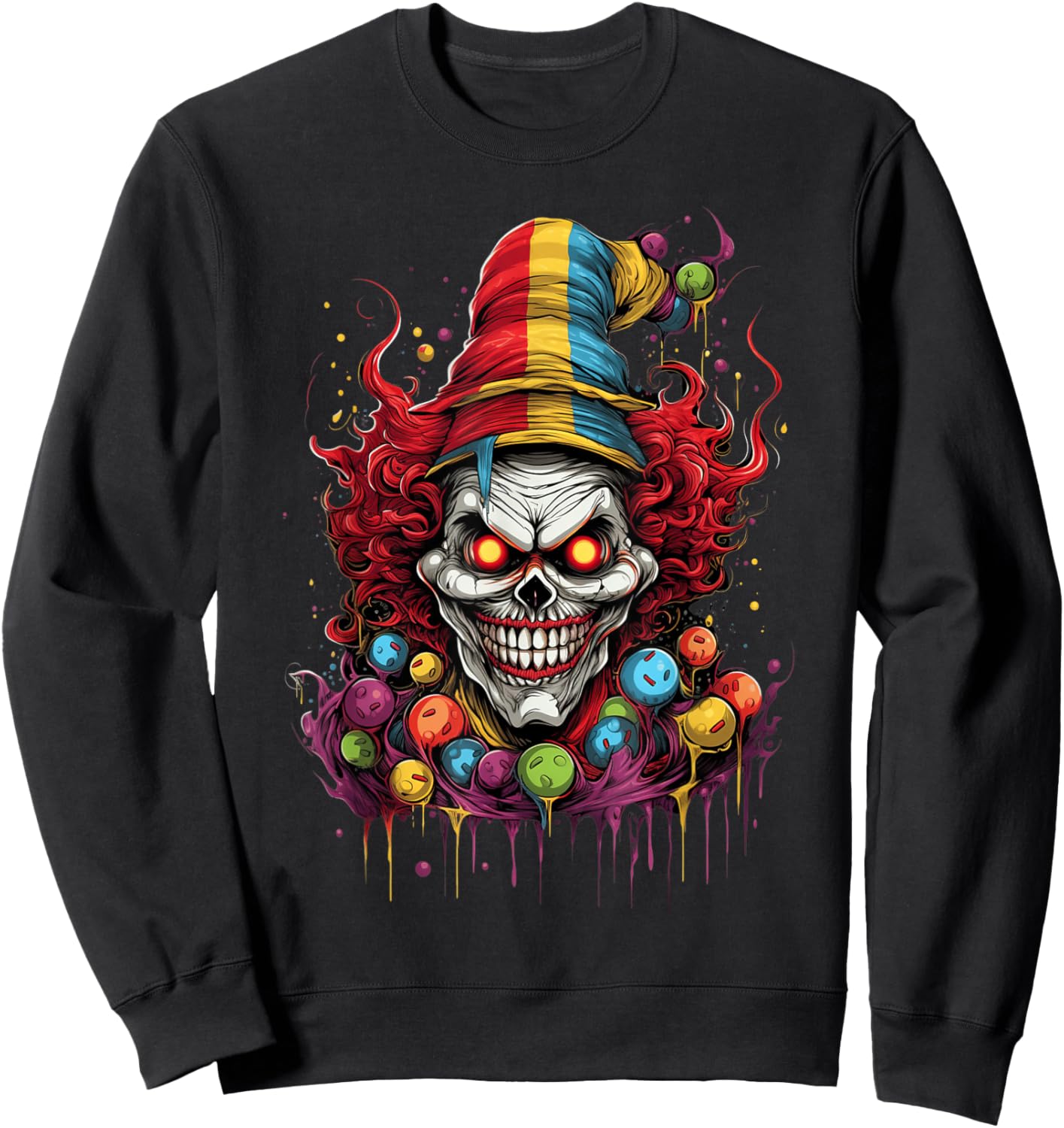 Terrifying Scary Evil Killer Clown Sweatshirt - Sweatshirt | Black