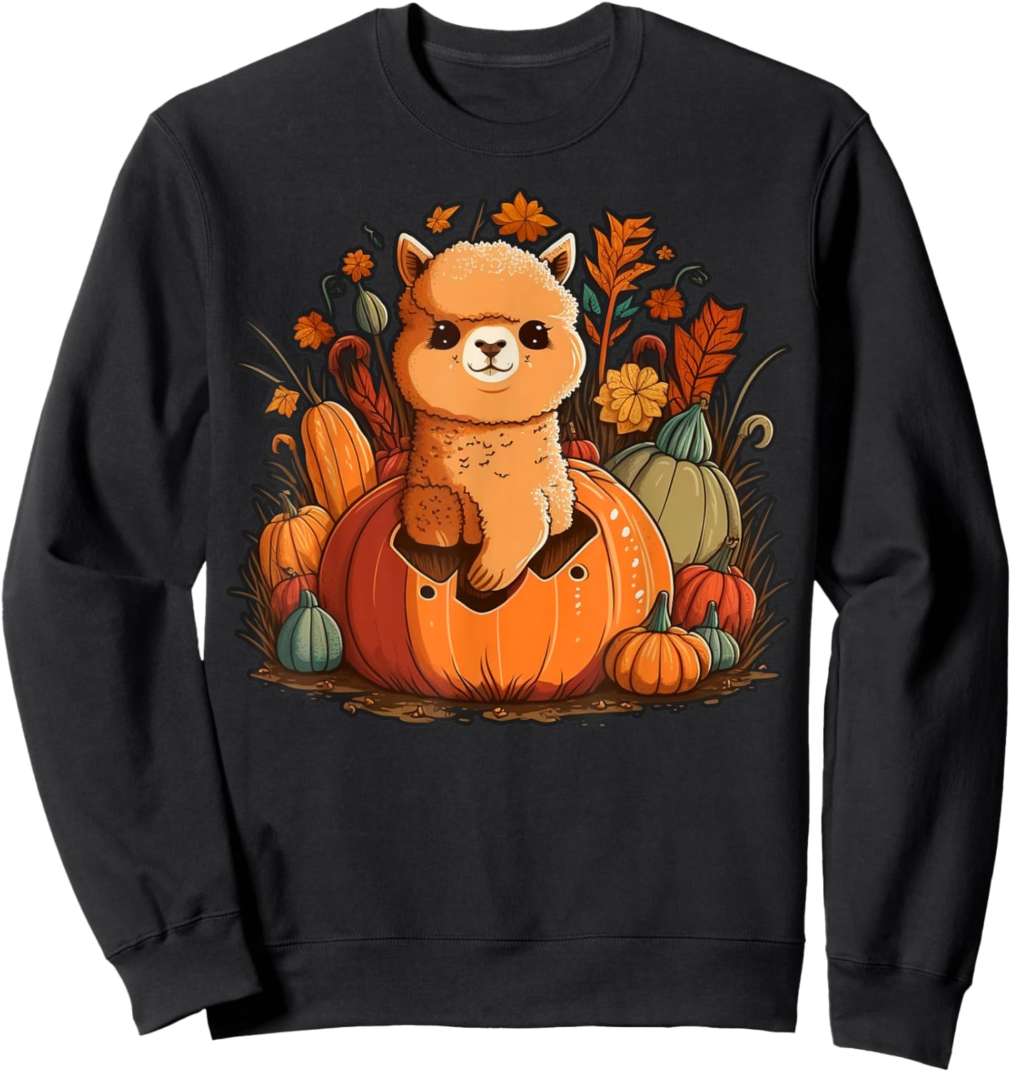 Pumpkin Llama costume on Alpaca Halloween Sweatshirt - Sweatshirt | Black
