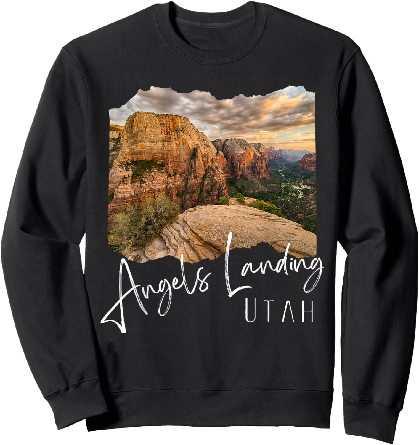 Retro Utah, Angels Landing Sweatshirt - Sweatshirt | Black