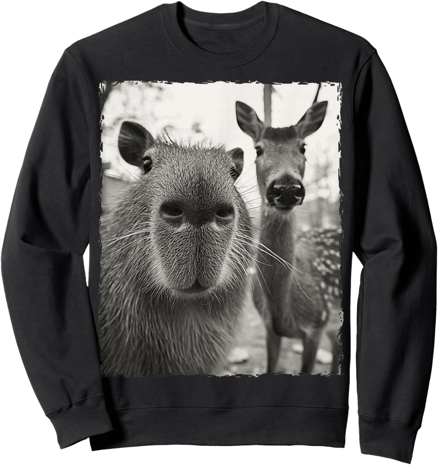 Capybara Selfie With A Deer Sweatshirt - Sweatshirt | Black
