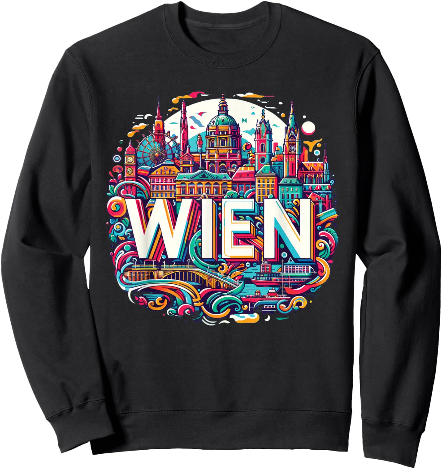 Vienna Austria Wien Souvenir Art Sweatshirt - Sweatshirt | Black