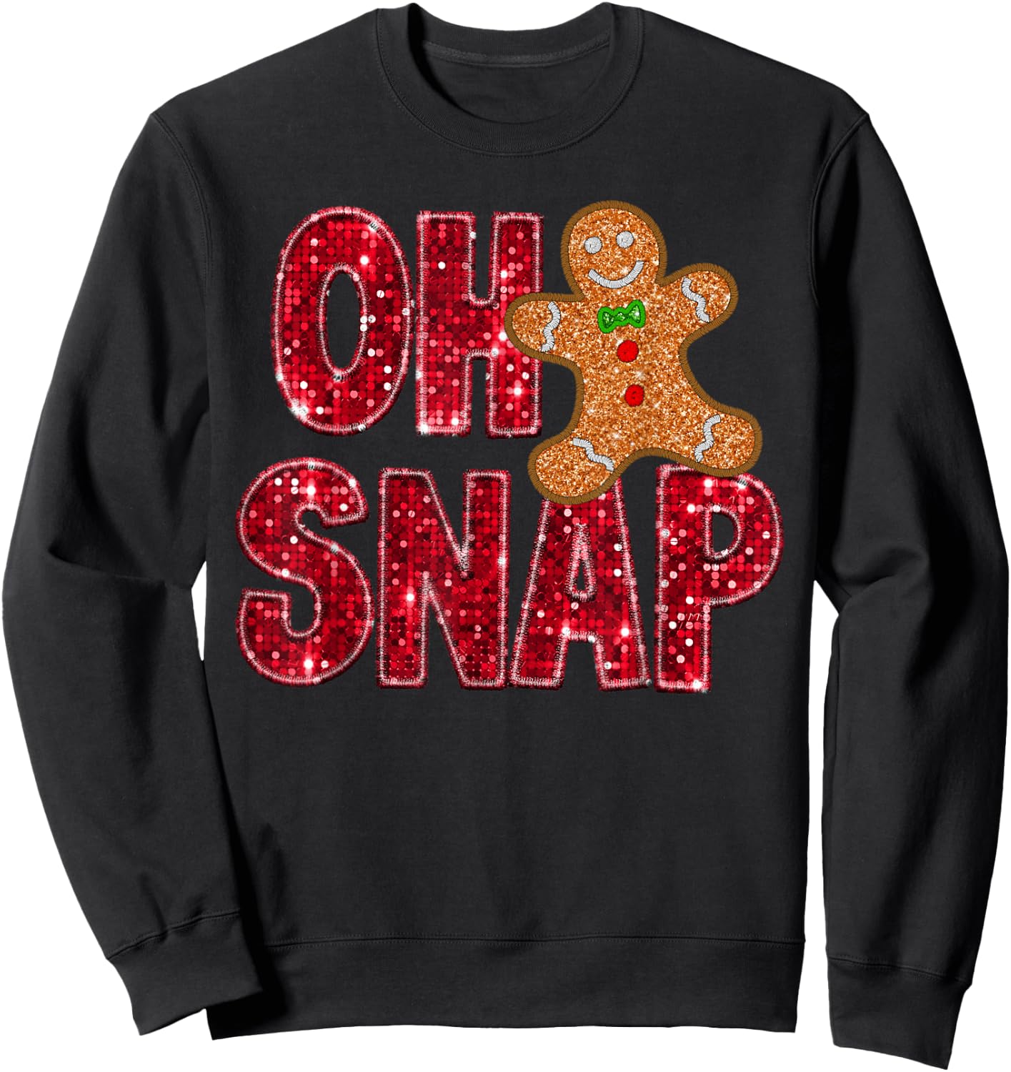 Oh Snap Gingerbread Xmas Santa Christmas Pajamas Holiday Sweatshirt - Sweatshirt | Black