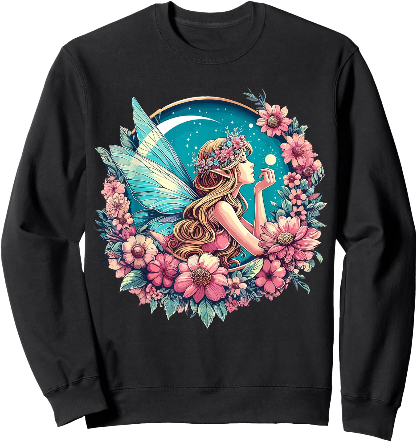 Whimsical Fantasy Fairycore Fairy Pixie Sweatshirt - Sweatshirt | Black