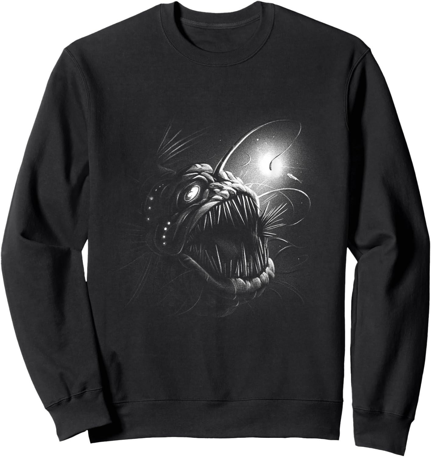 Anglerfish Deep Sea Creatures Ocean Sea Monster Angler Fish Sweatshirt - Sweatshirt | Black