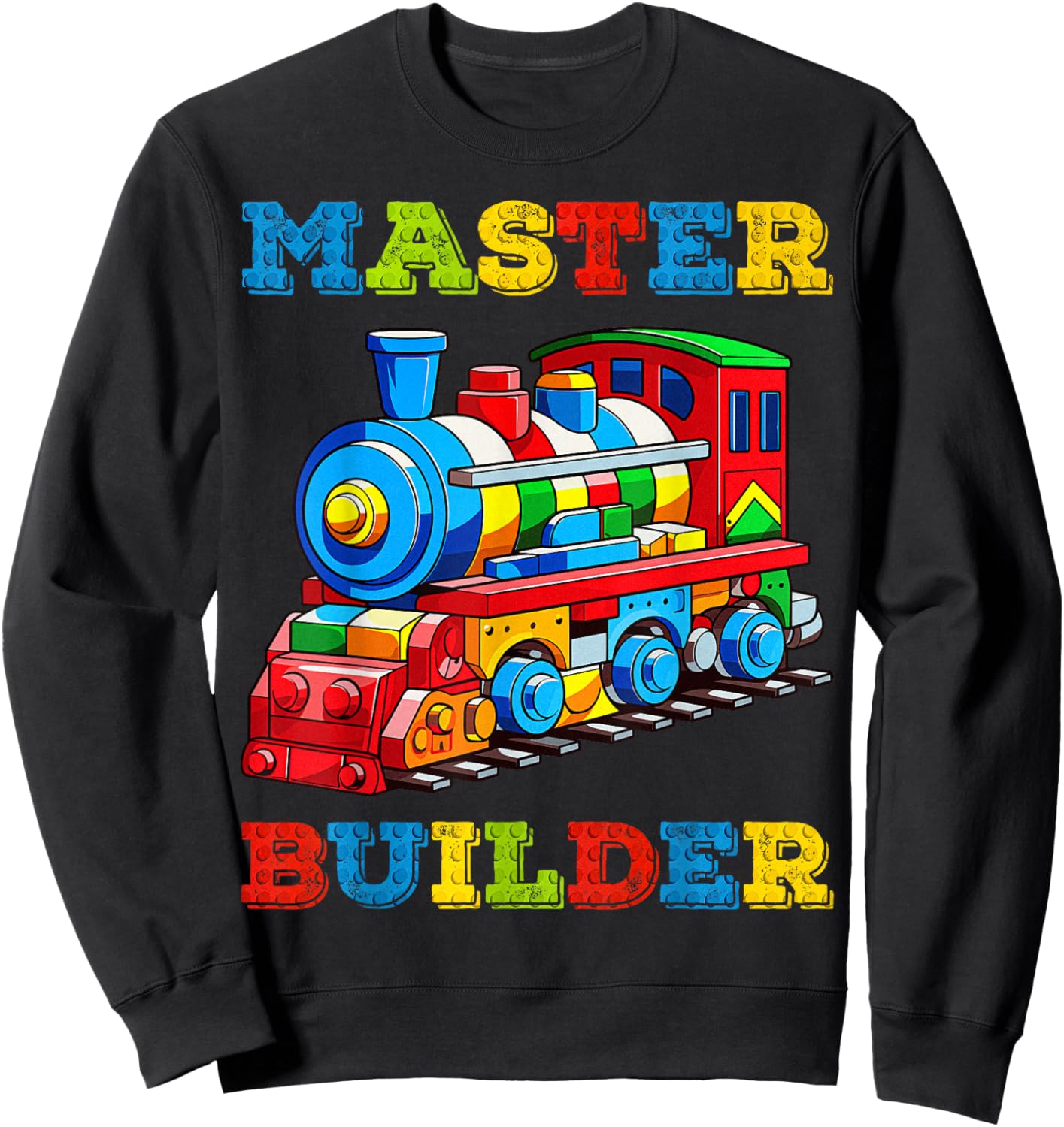 Cute Master Builder Kids Building Blocks Toy Train Lover Sweatshirt - Sweatshirt | Black
