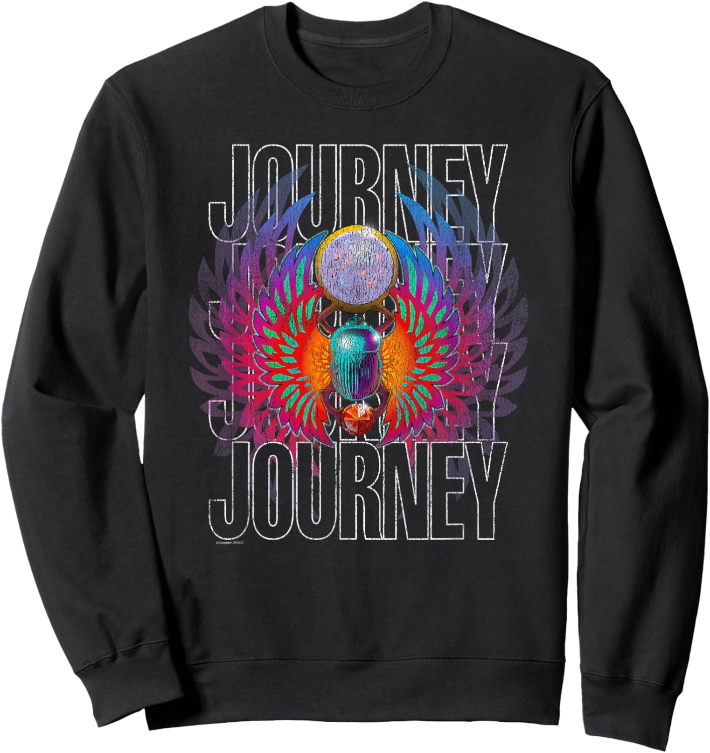 Journey Infinity Wings Vivid Scarab Vintage Band Sweatshirt - Sweatshirt | Black