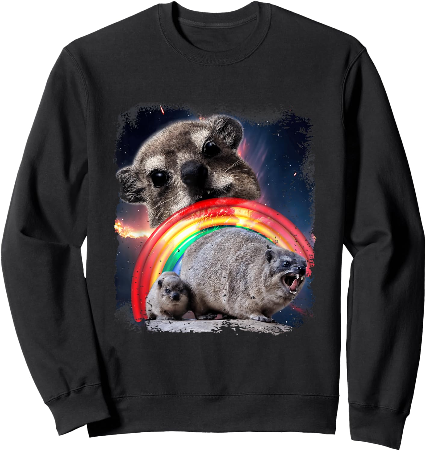 Ugly Funny Meme Retro Animal , Black, S Sweatshirt - Sweatshirt | Black