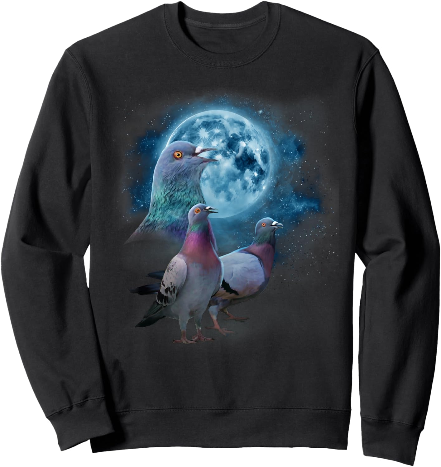 Funny Pigeon Shirt - Funny Pigeons Howling at the Moon Sweatshirt - Sweatshirt | Black
