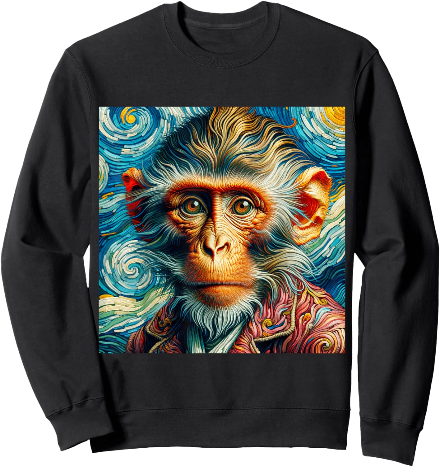 Vincent Van Gogh Shirt Monkey Vangogh Ape Rhesus Macaque Art Sweatshirt - Sweatshirt | Black