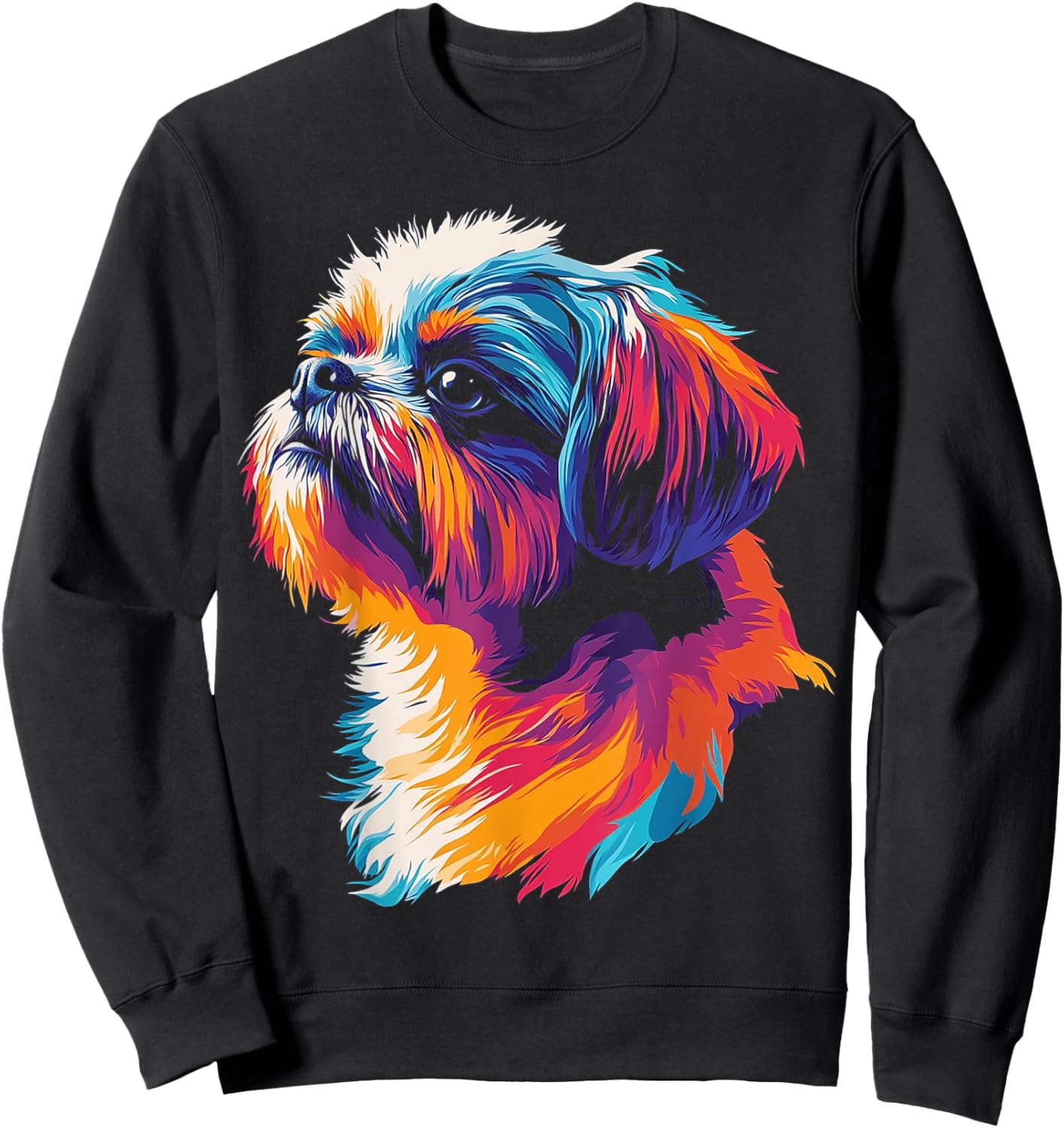 Shih Tzu Dog Motif Pet Artwork Blue Eyes Shih Tzu Sweatshirt - Sweatshirt | Black