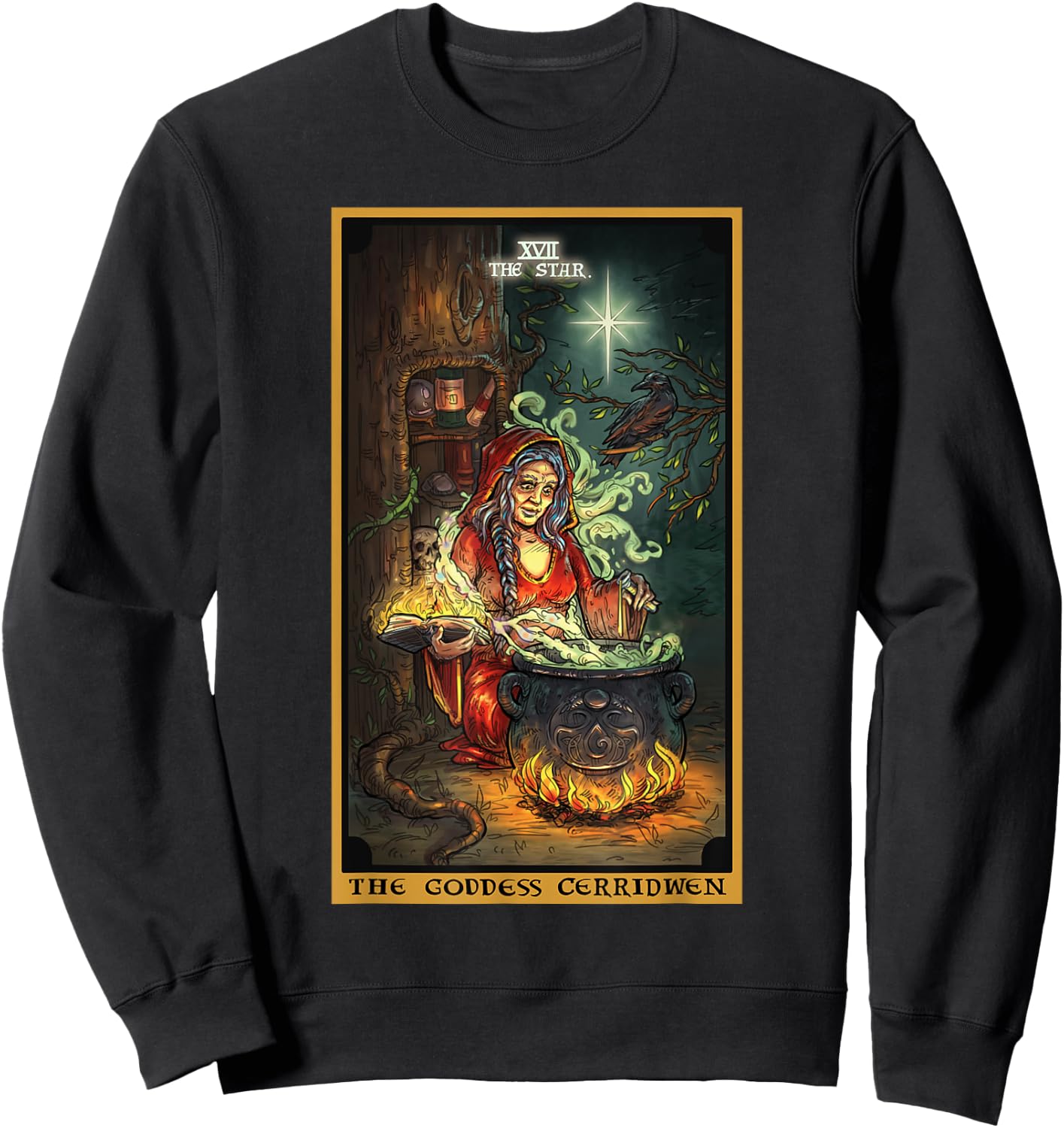 The Goddess Cerridwen The Star Tarot Card Wiccan Pagan Witch Sweatshirt - Sweatshirt | Black