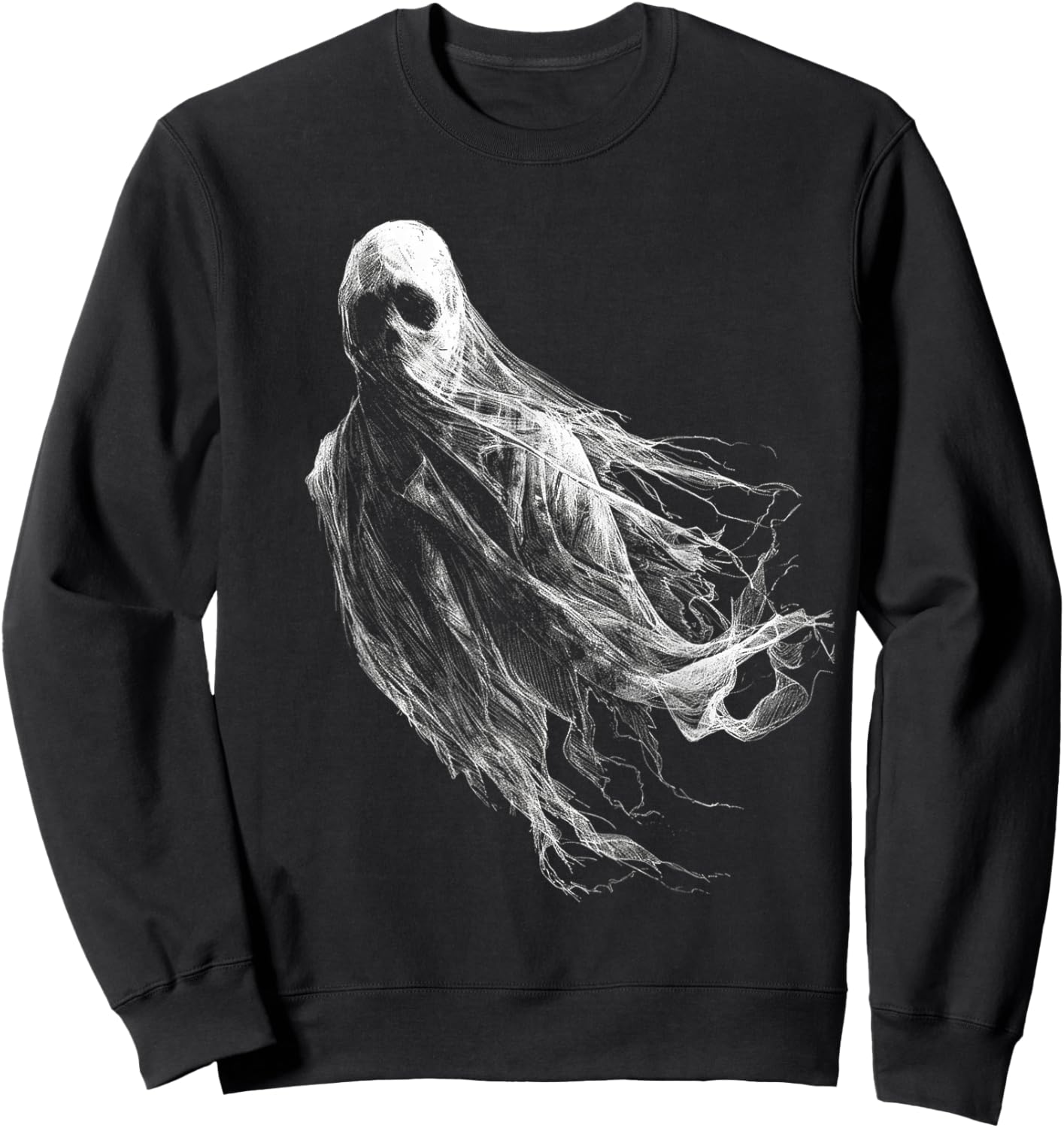 Ghost Costume Halloween Graphic Art Ghost Sweatshirt - Sweatshirt | Black