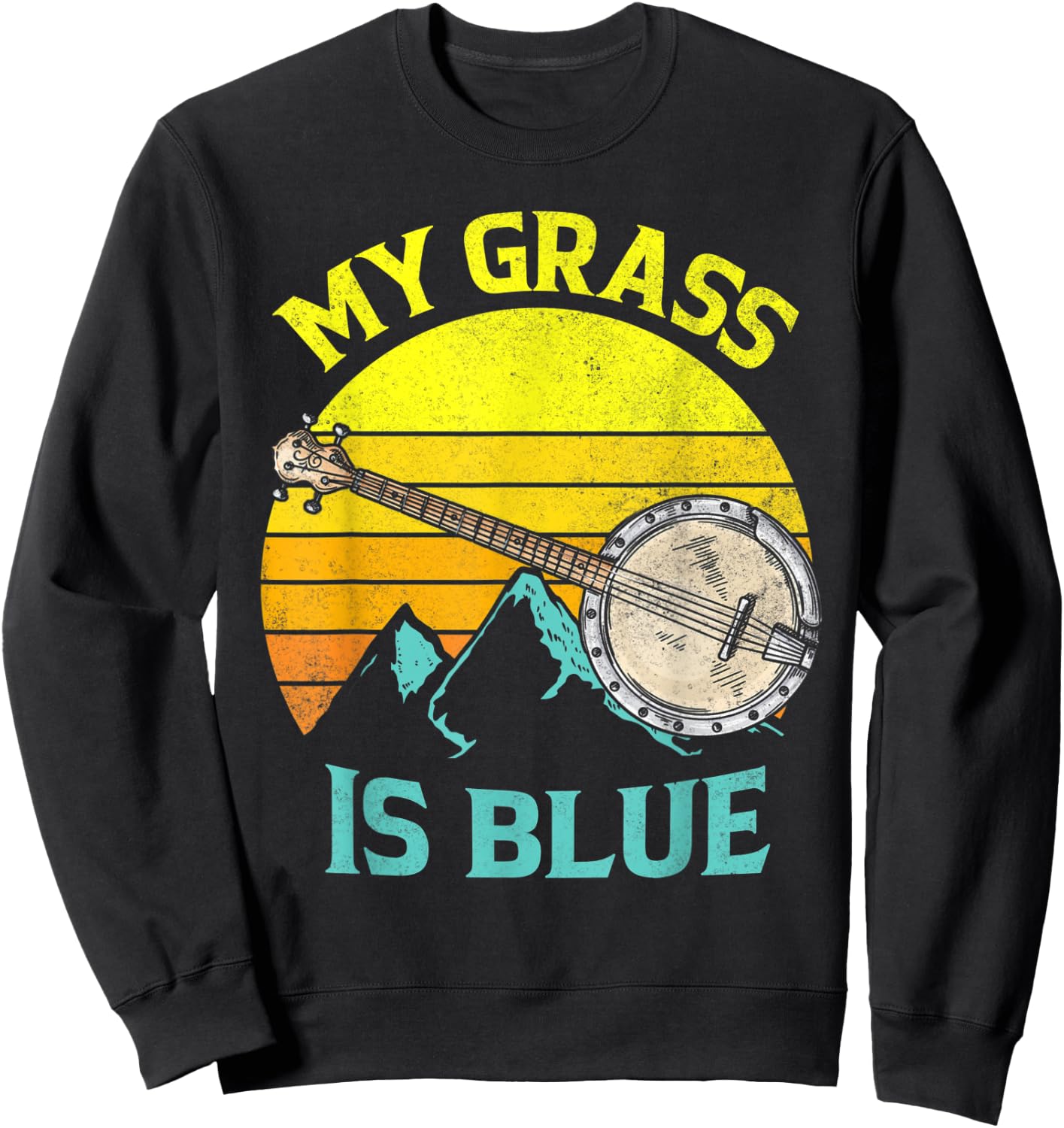 Banjo Vintage Bluegrass Music Fans Banjo Player Gift Sweatshirt - Sweatshirt | Black