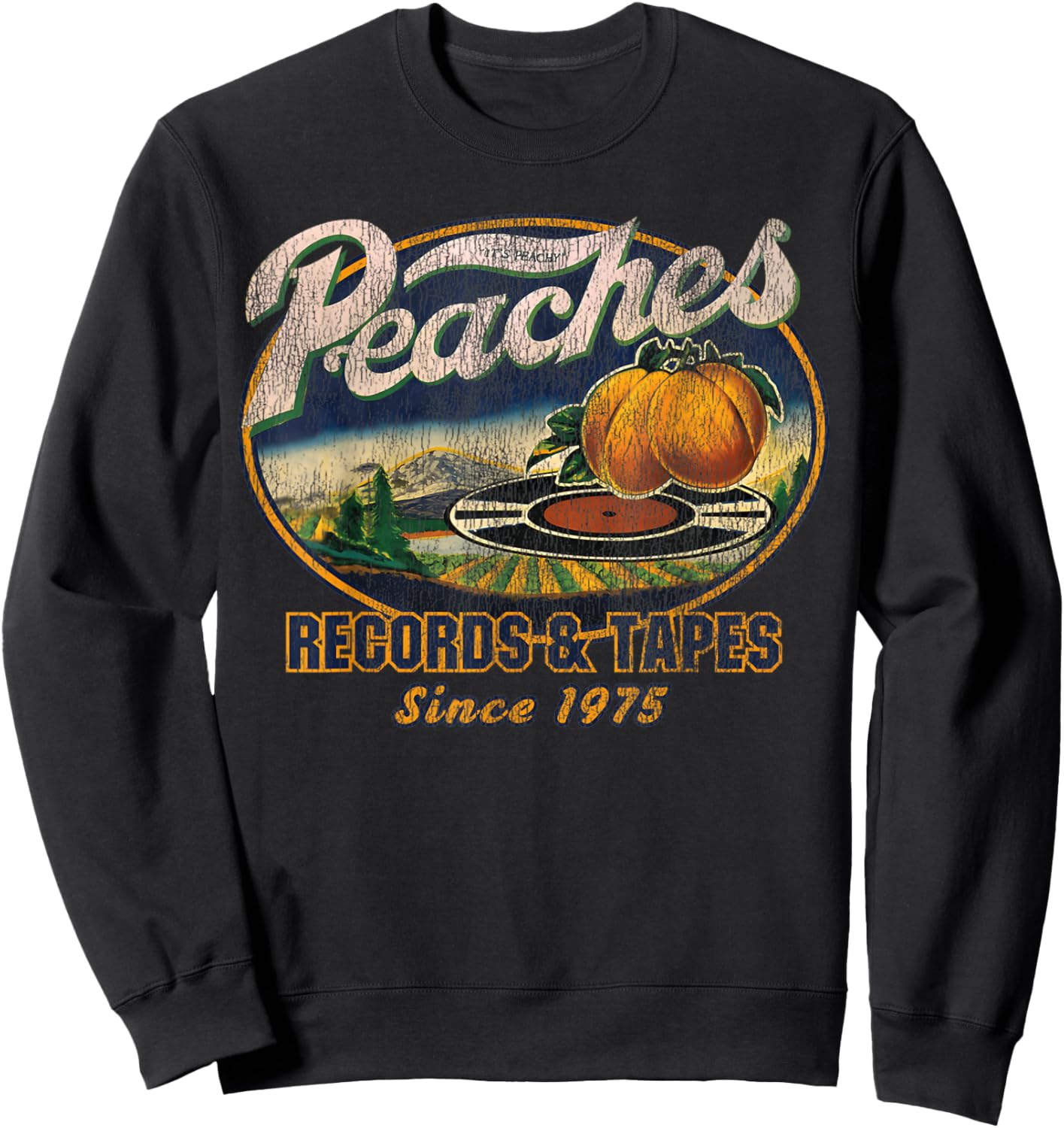 Peaches Retro Records And Tapes Oval 1975 Sweatshirt - Sweatshirt | Black
