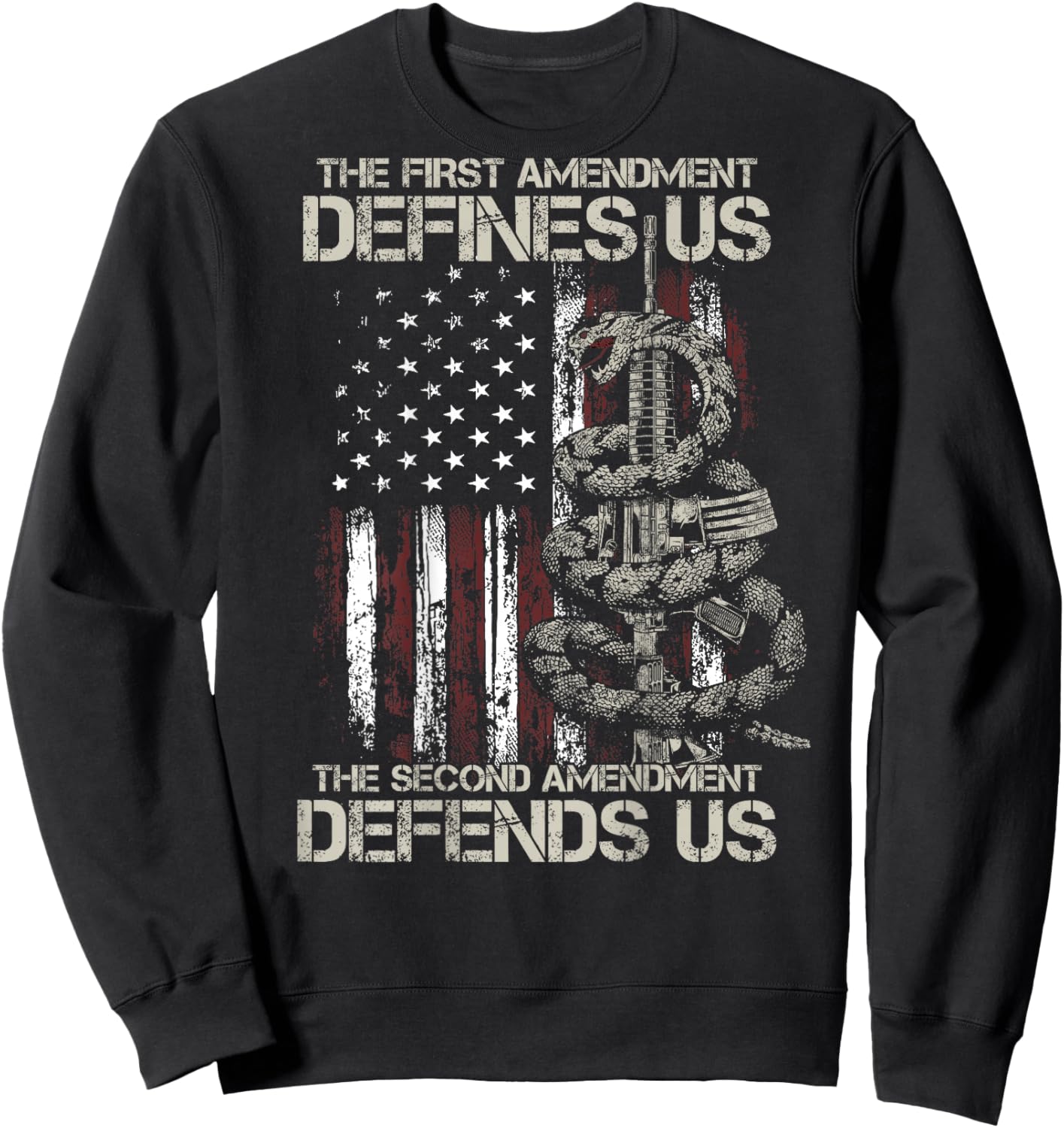 The First Amendment defines us American Flag ON BACK Sweatshirt - Sweatshirt | Black