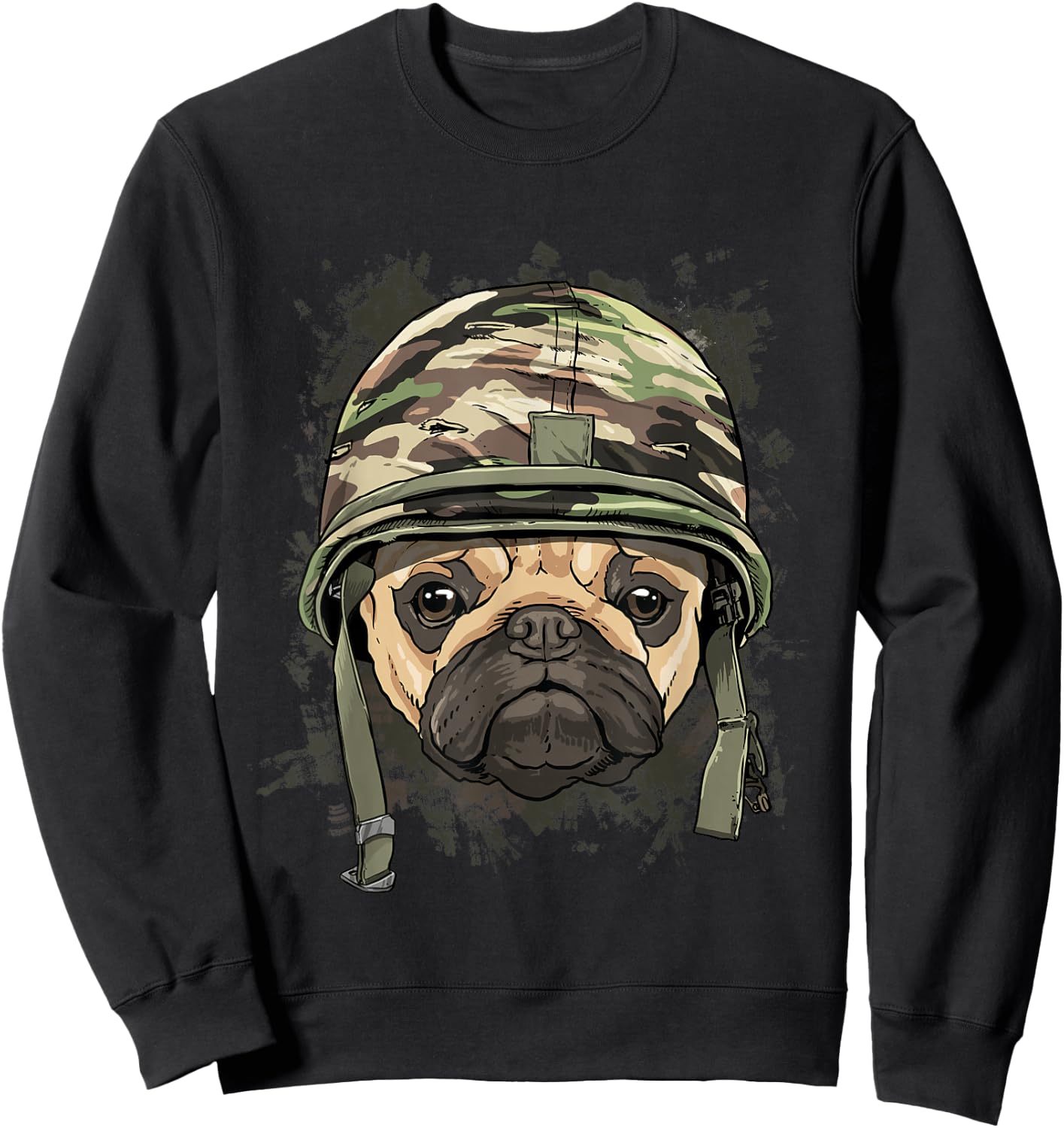Pug Military Soldier Veterans Day Puppy Pet Pug Dog Lover Sweatshirt - Sweatshirt | Black