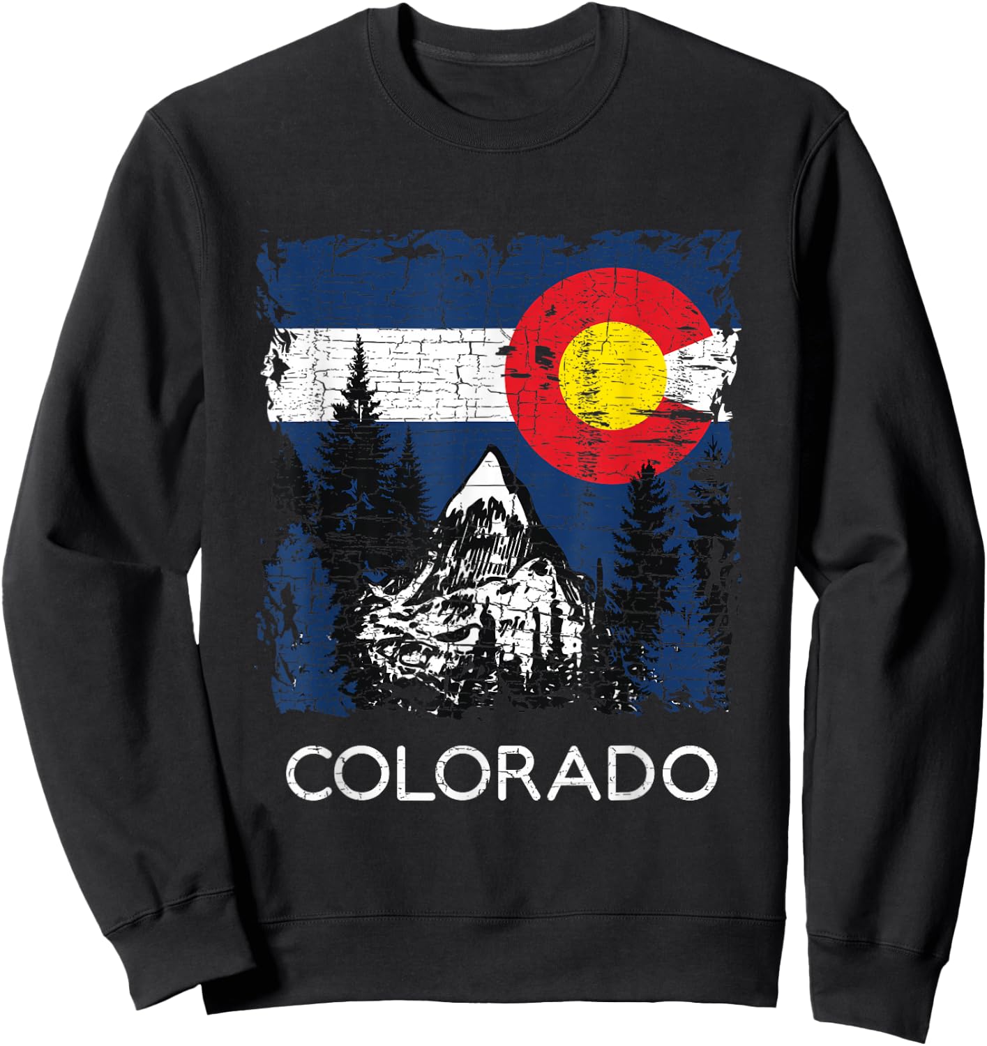 Colorado Flag Mountain Sweatshirt - Sweatshirt | Black