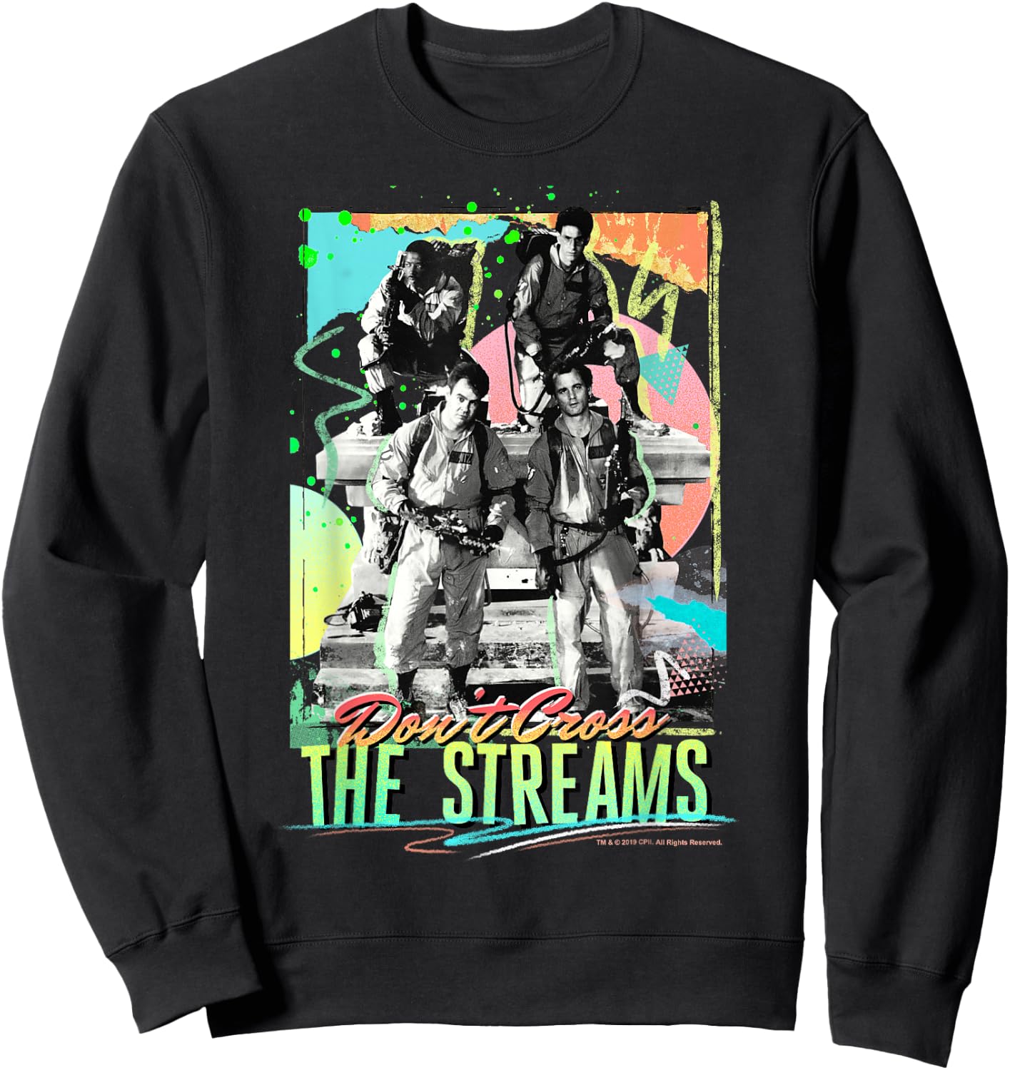Ghostbusters Don't Cross The Streams Retro Neon Poster Sweatshirt - Sweatshirt | Black