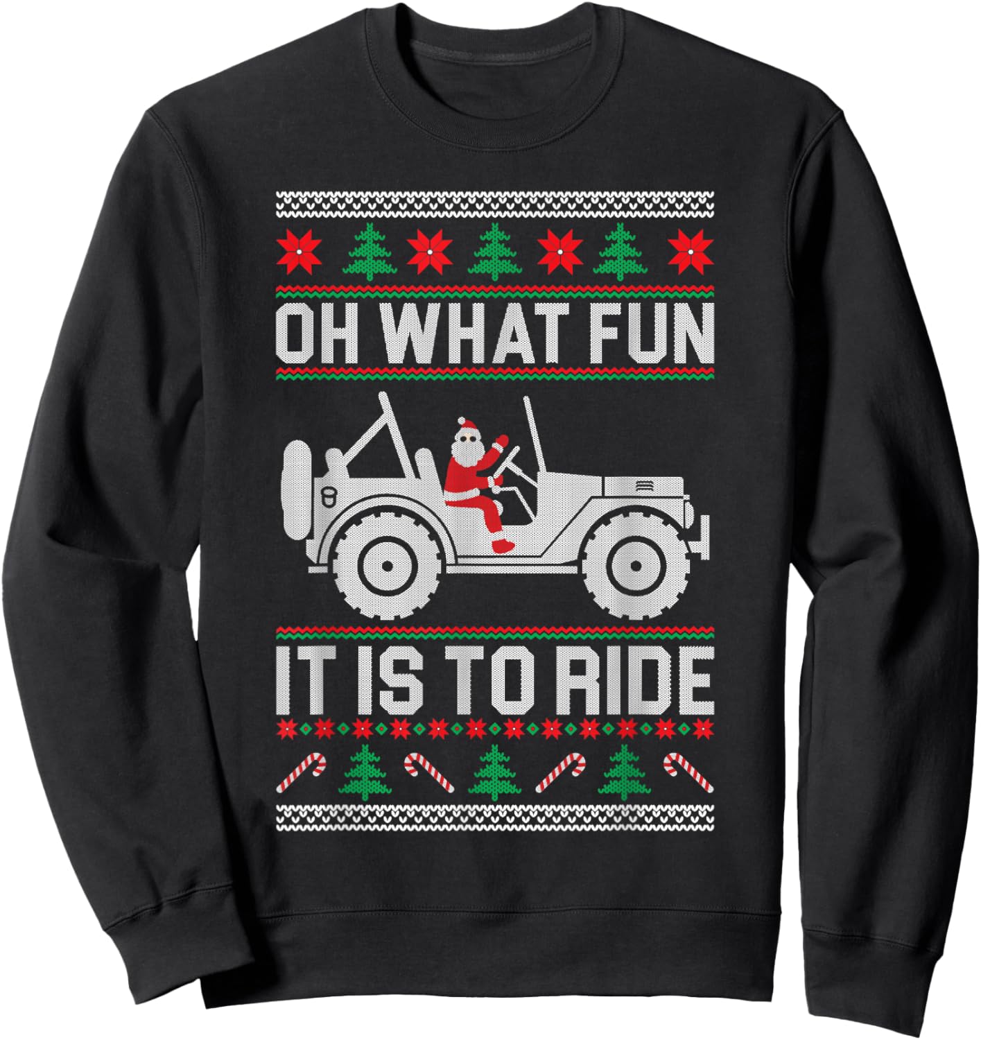 Oh What Fun - 4x4 Off-road SUV Ugly Christmas Sweater Sweatshirt - Sweatshirt | Black