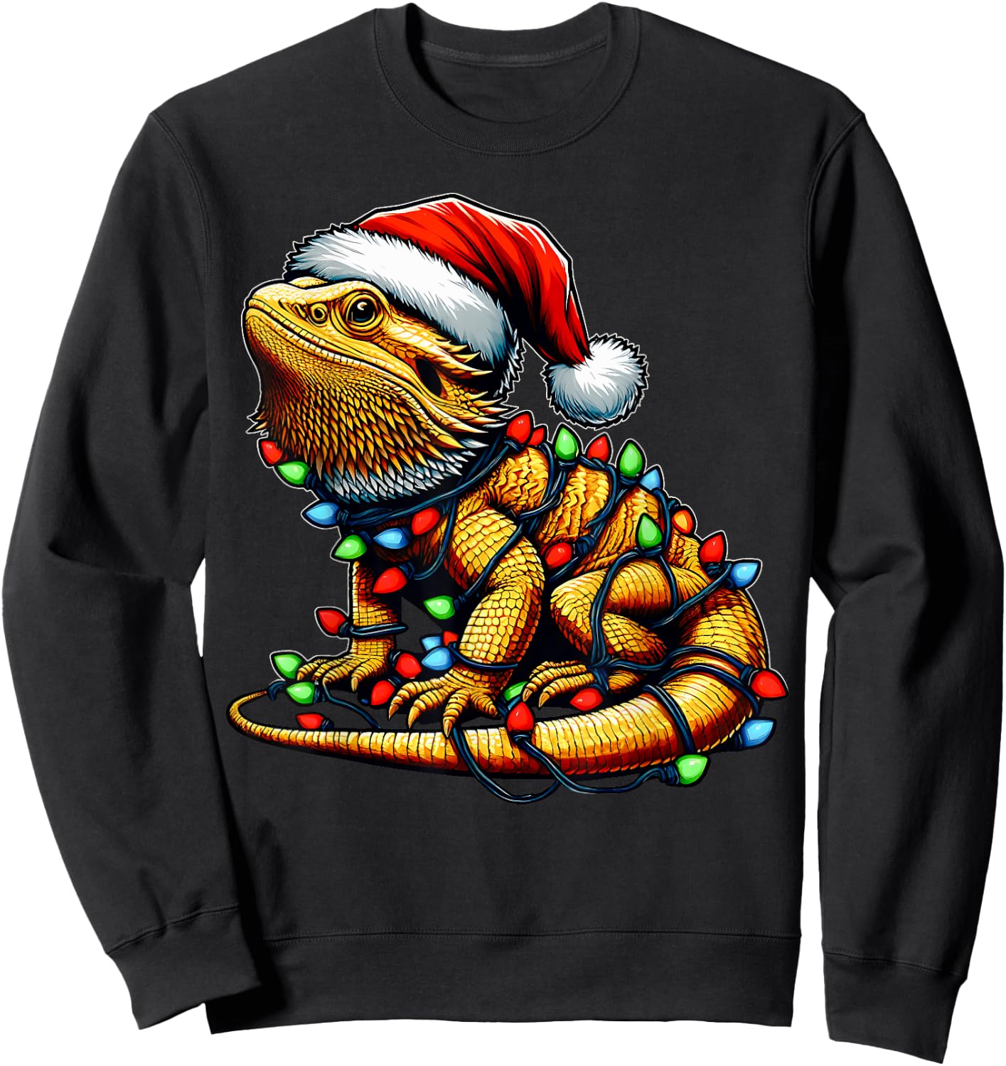 Bearded Dragon Lizard Christmas Hat Xmas Sweatshirt - Sweatshirt | Black