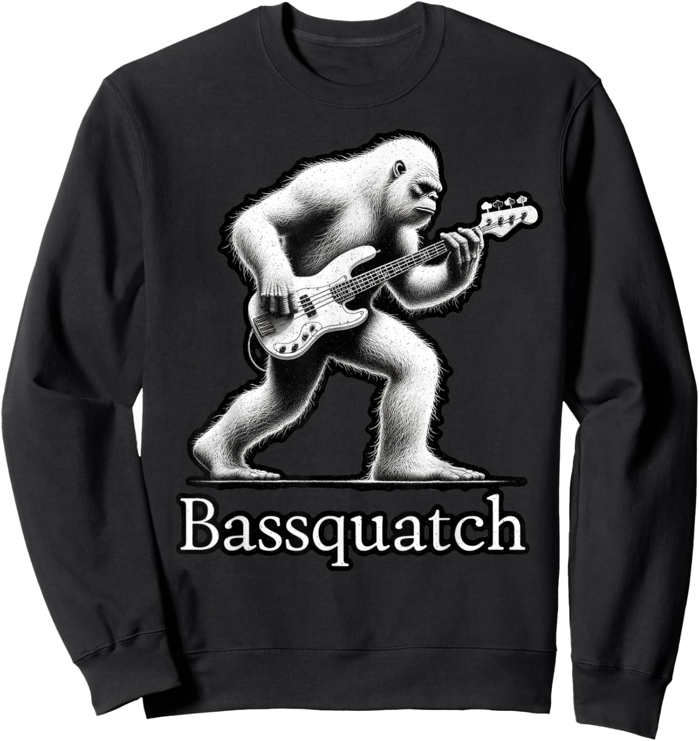 Bassquatch Bigfoot Playing Bass Guitar – Funny Sasquatch Sweatshirt - Sweatshirt | Black
