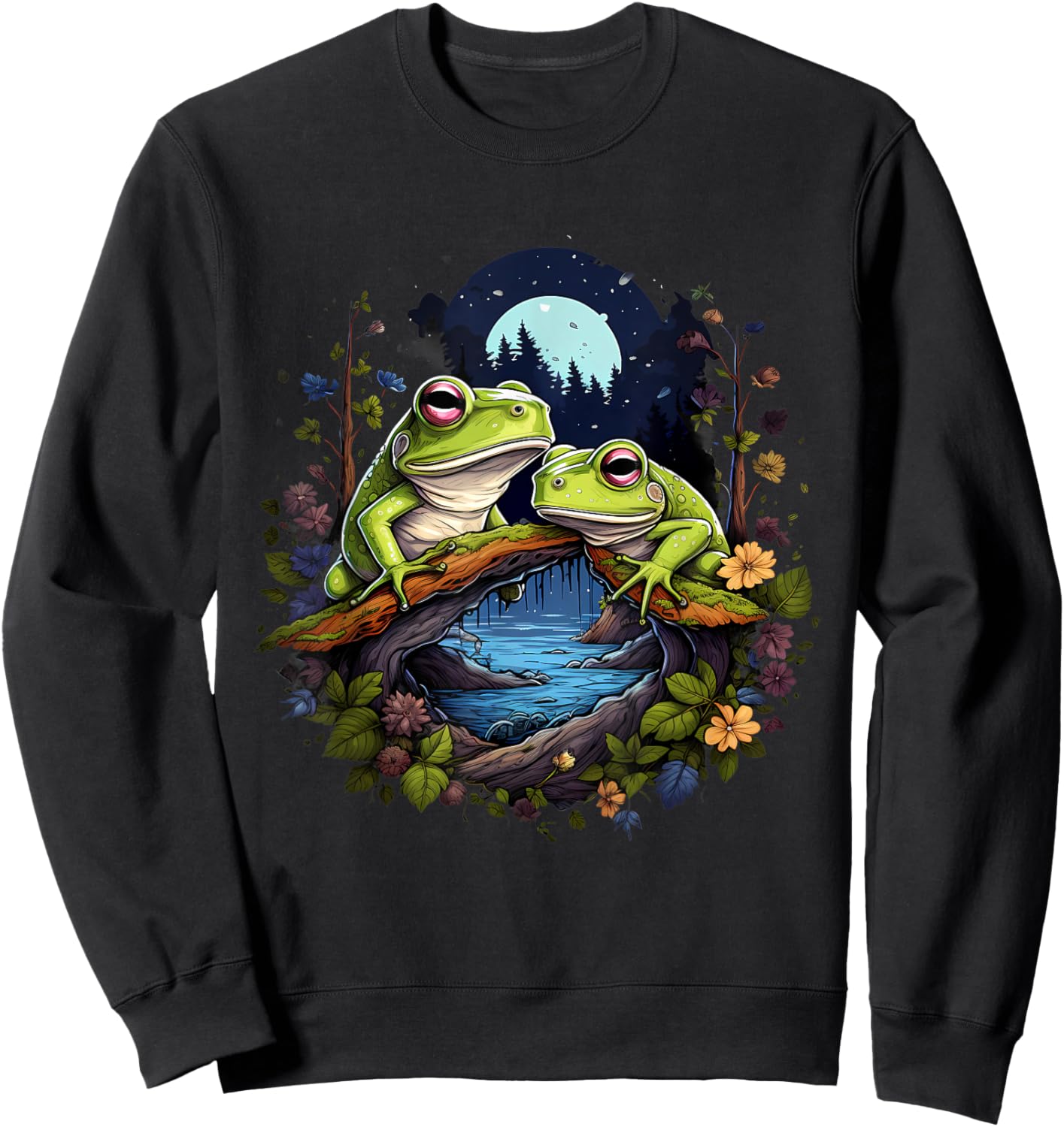 Frog Artwork Nature Forest Animal Lovers Wildlife Toad Sweatshirt - Sweatshirt | Black