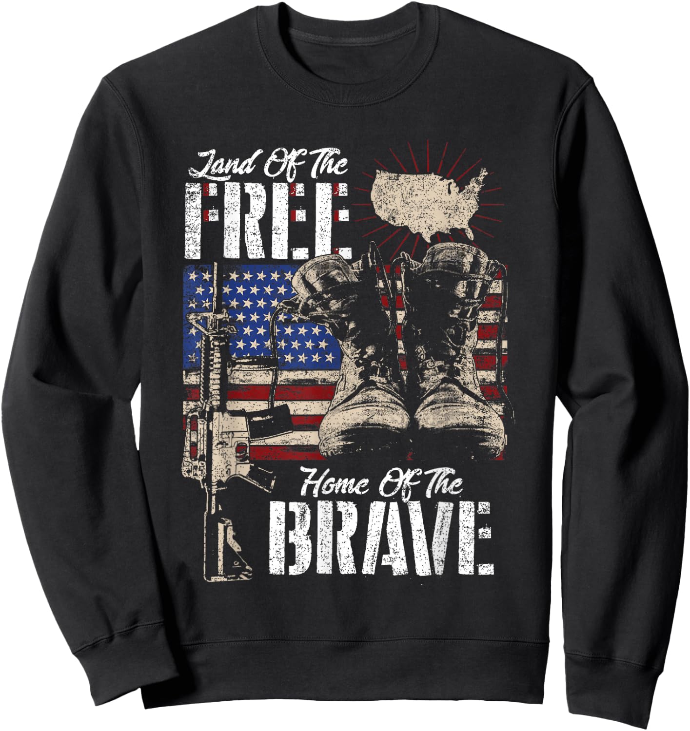 Land of the Free House of the Brave Veteran of the US Army Sweatshirt - Sweatshirt | Black