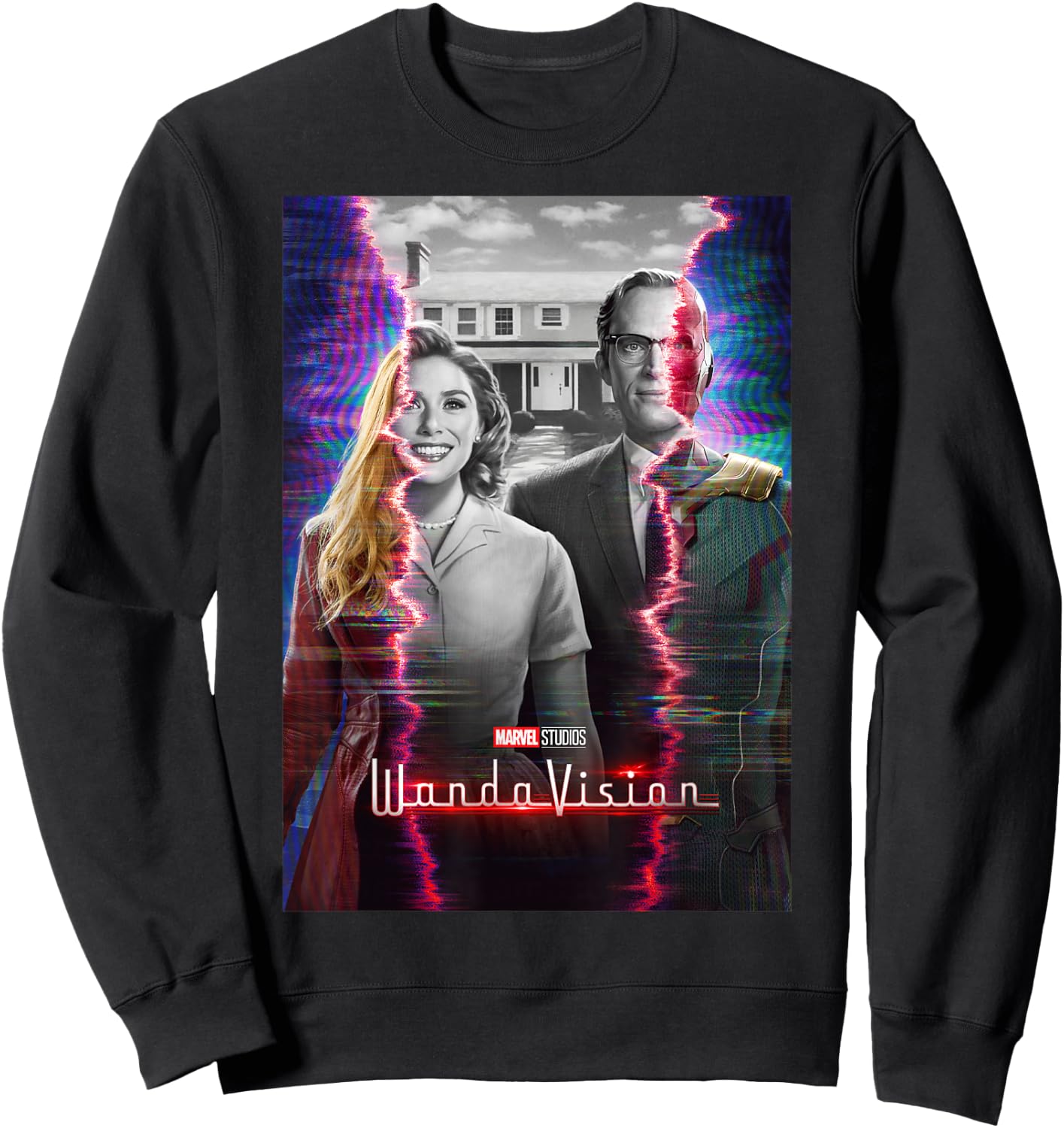 Marvel WandaVision Scarlett with & Vision Glitch Poster Sweatshirt - Sweatshirt | Black