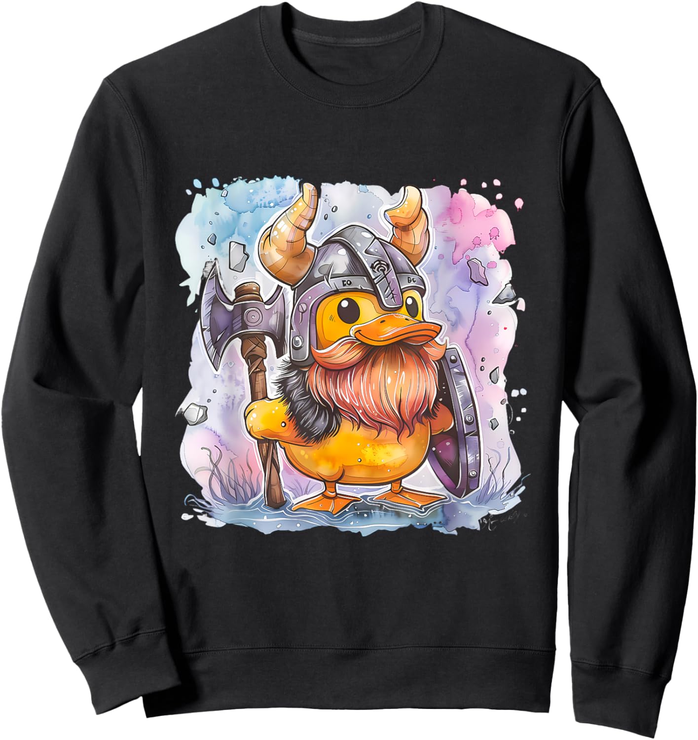 Rubber Duck Vikings Rubber Duckie Viking Duck Viking Helmet Sweatshirt - Sweatshirt | Black
