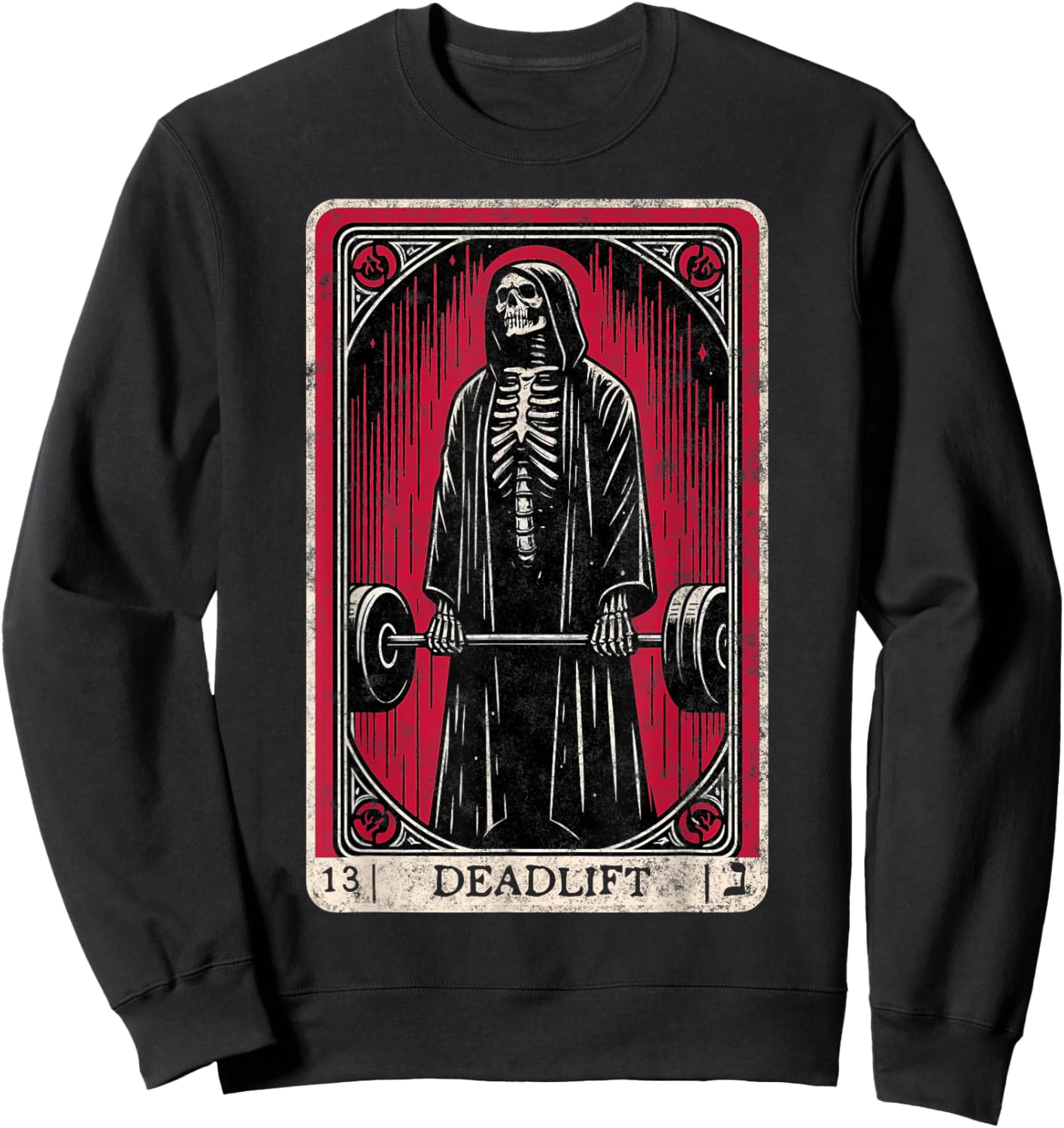 Vintage Deadlift Skeleton Halloween Gym Jokes Weightlifting Sweatshirt - Sweatshirt | Black