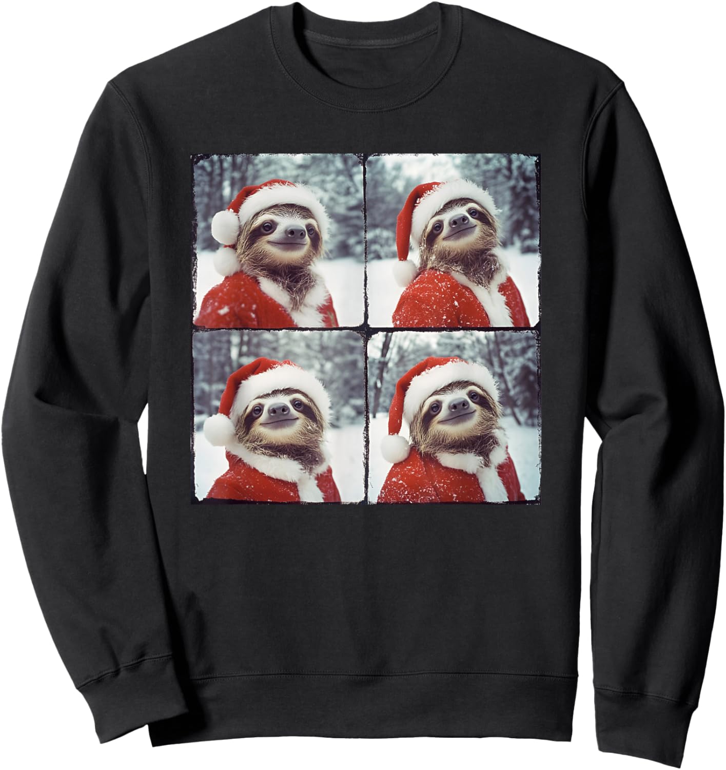 Sloth Santa Hat Funny Sloth Christmas Sweatshirt - Sweatshirt | Black