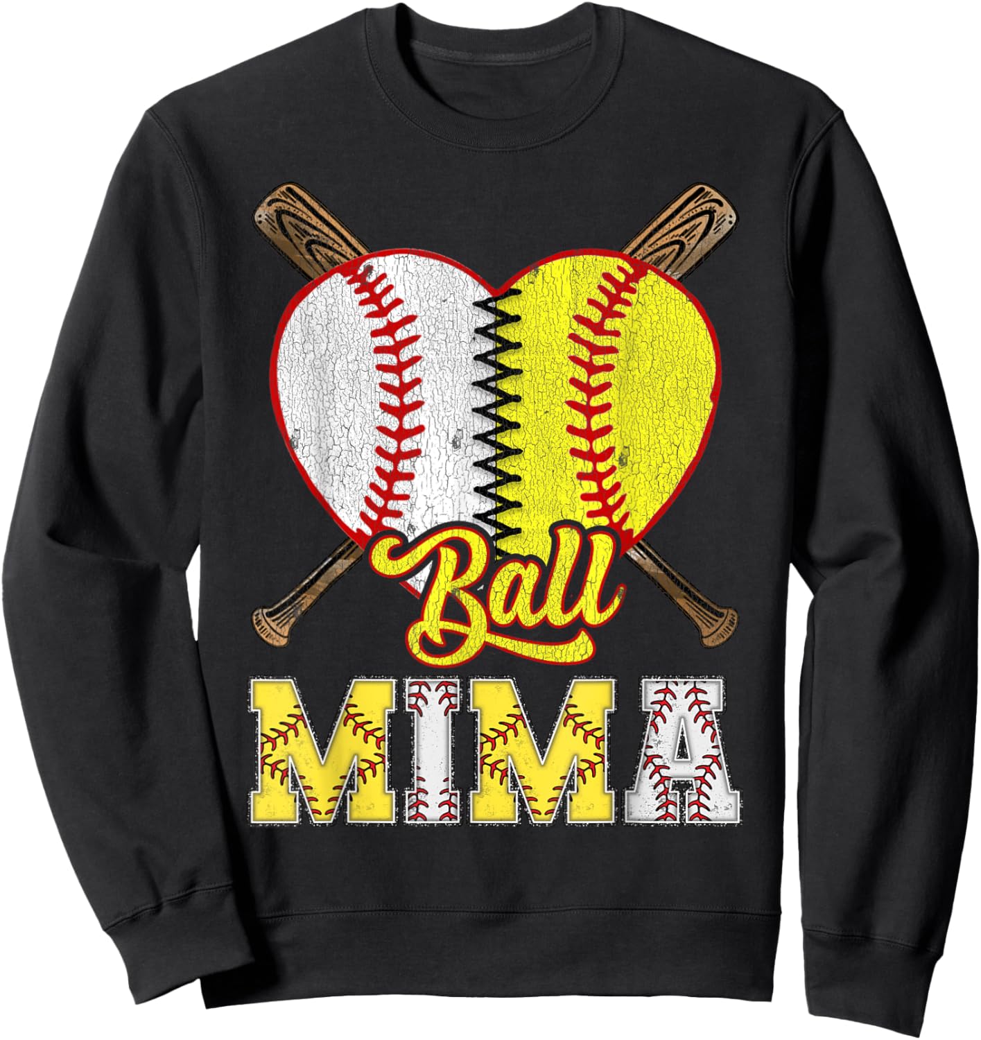 Mima Of Both Ball Mima Half Baseball Softball Sweatshirt - Sweatshirt | Black