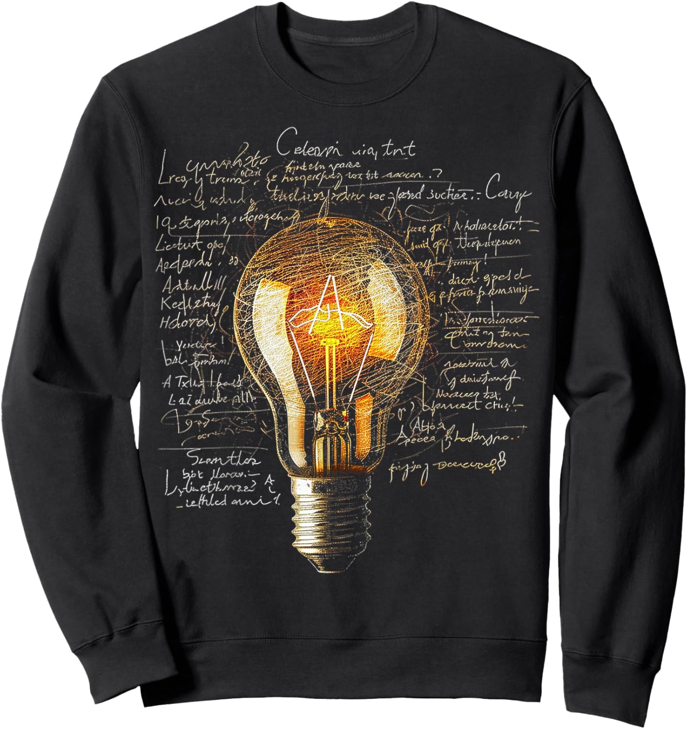 Light Bulb Text Drawing Abstract Art Graphic Sweatshirt - Sweatshirt | Black