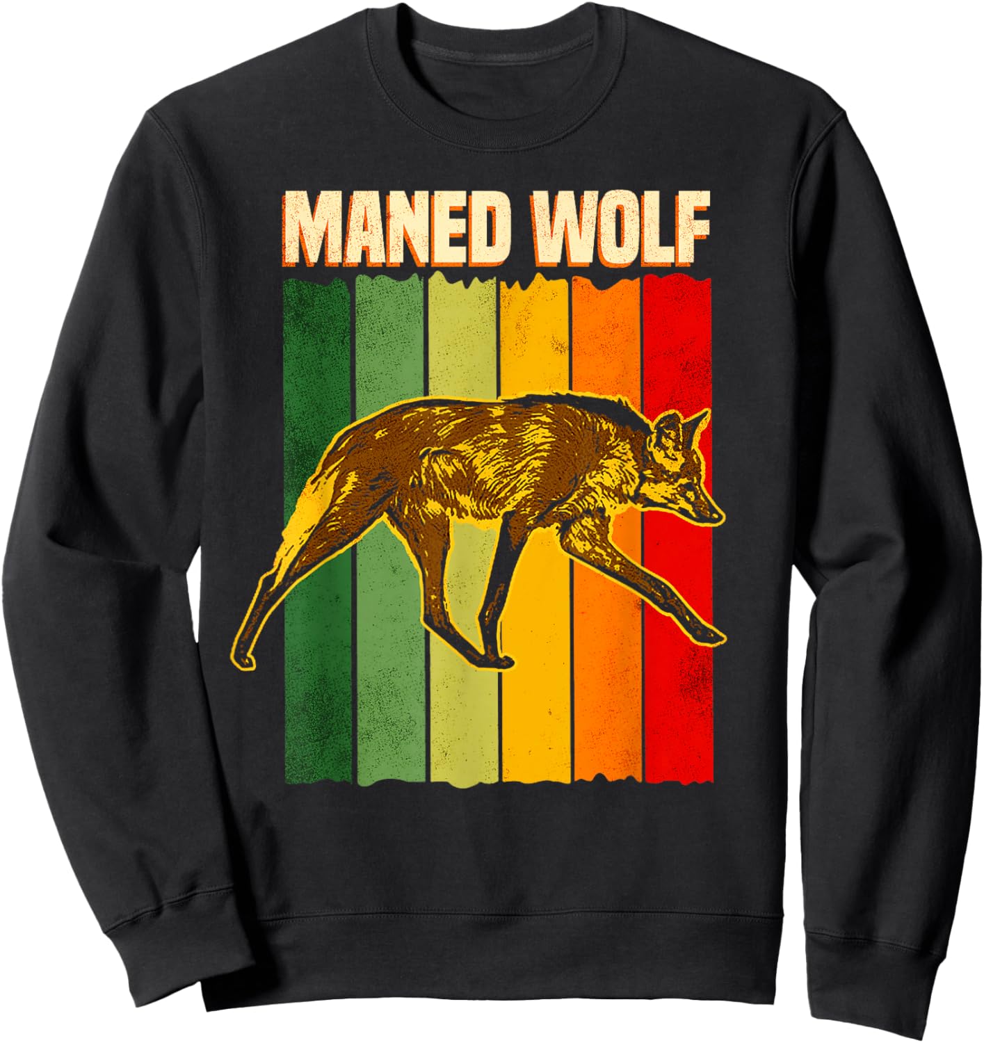 Maned Wolf South America Animal Colorful Sweatshirt - Sweatshirt | Black