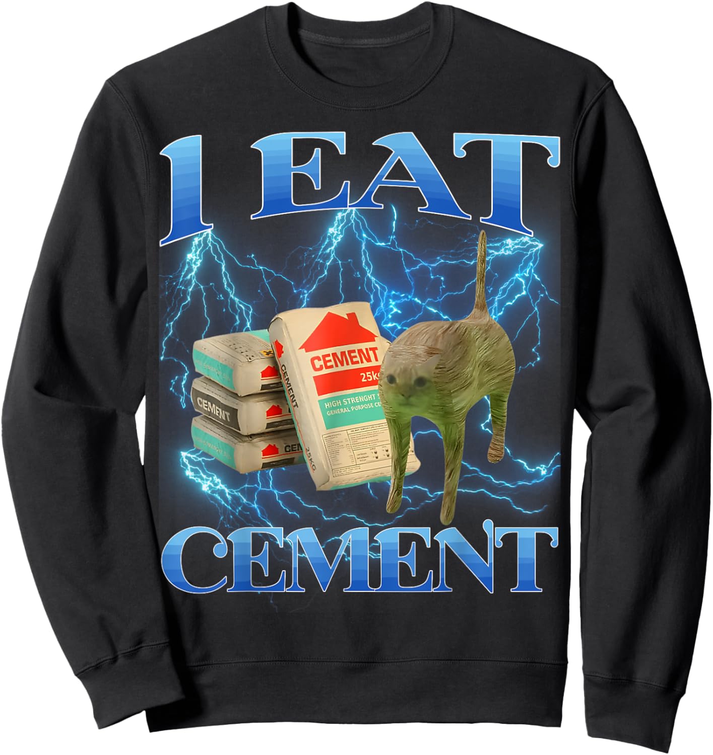 I Eat Cement Funny Cat Meme Internet Memes Funny Memes Gen-Z Sweatshirt - Sweatshirt | Black