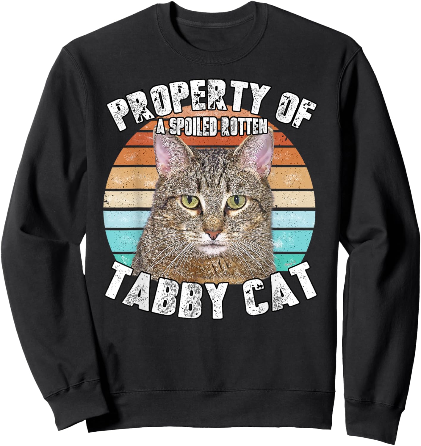Cat Tabby Lover Vintage Eighties Style Cat Retro Gift Women Girls Kids Sweatshirt - Sweatshirt | Black