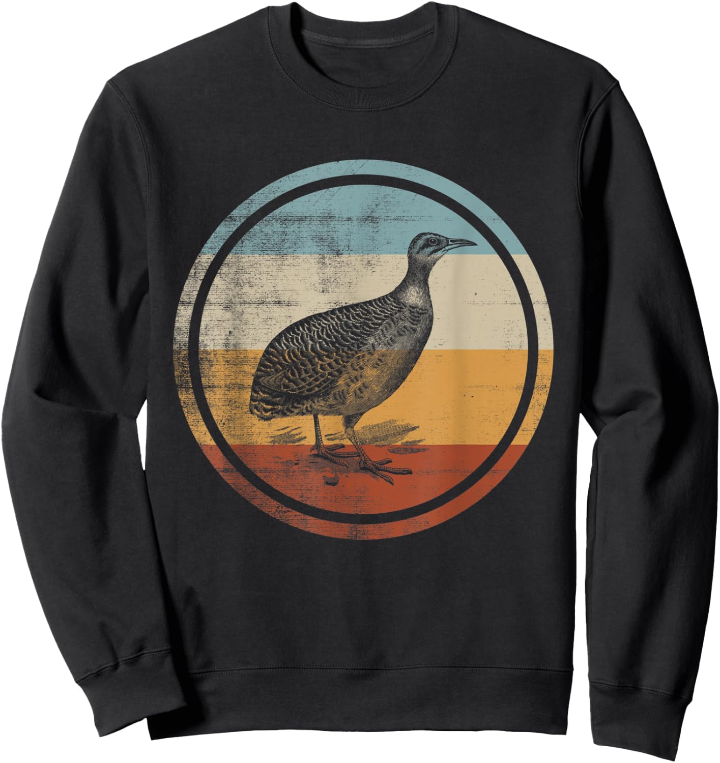 Retro Vintage Bird Design Red Winged Tinamou Sweatshirt - Sweatshirt | Black
