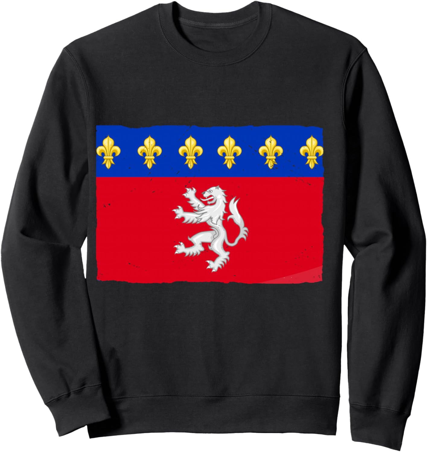 Vintage Lyon Flag Gift Lyon France Sweatshirt - Sweatshirt | Black