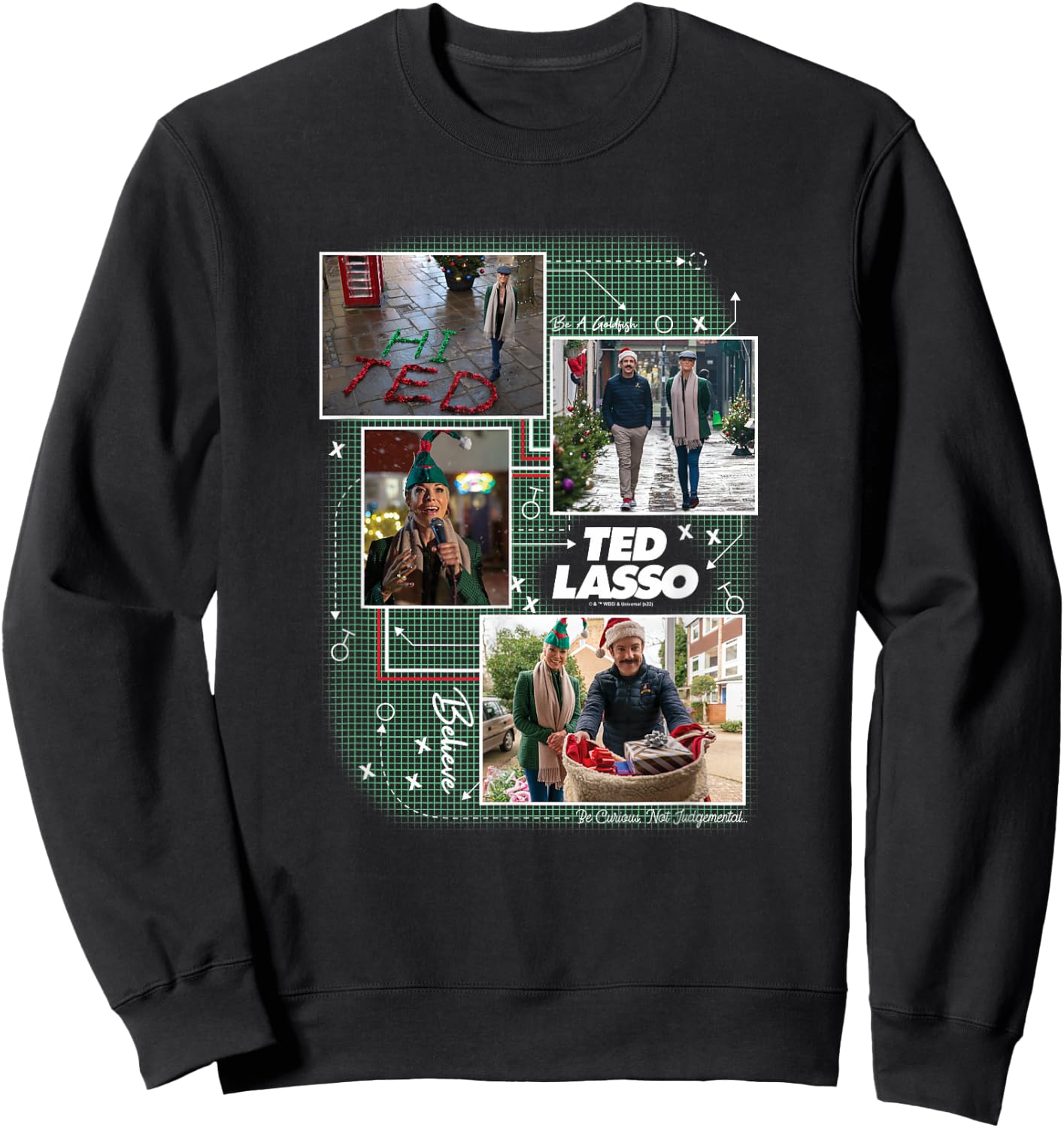 Ted Lasso -Adults Black Graphic , Small, Short Sleeve, Modern, Casual, Soccer, Holiday, Christmas Sweatshirt - Sweatshirt | Black