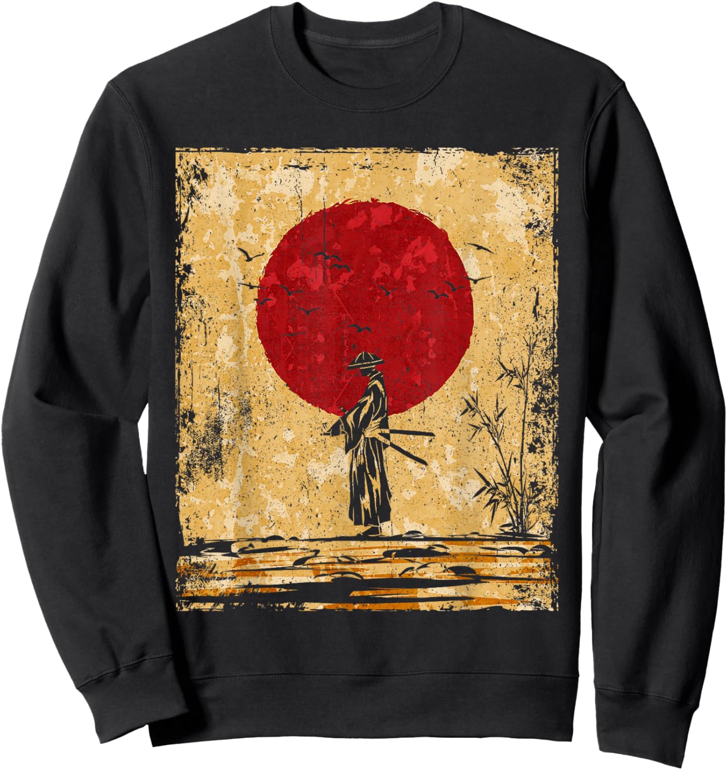 Samurai Japanese Art Vintage Fighter Retro Sweatshirt - Sweatshirt | Black