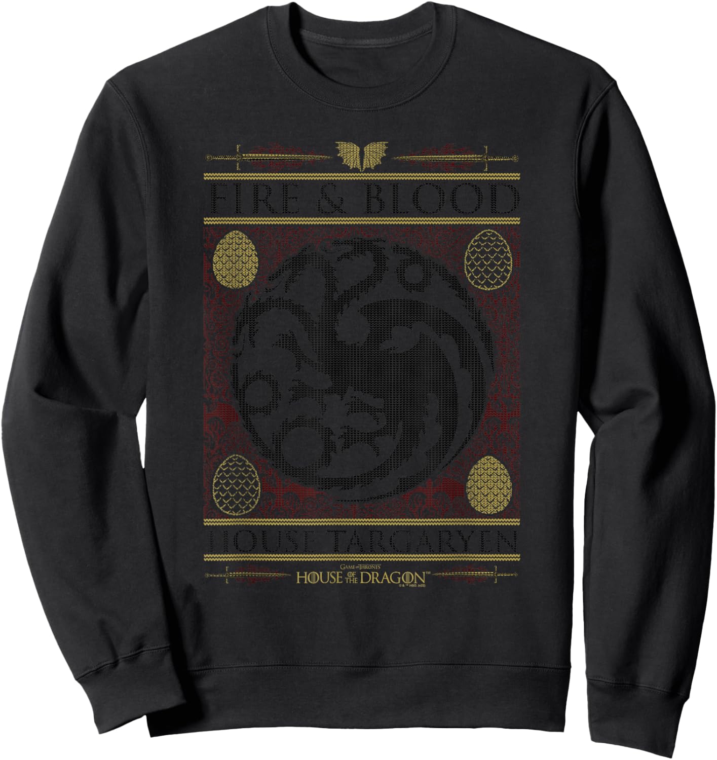 House of the Dragon Christmas House Targaryen Ugly Sweater Sweatshirt - Sweatshirt | Black