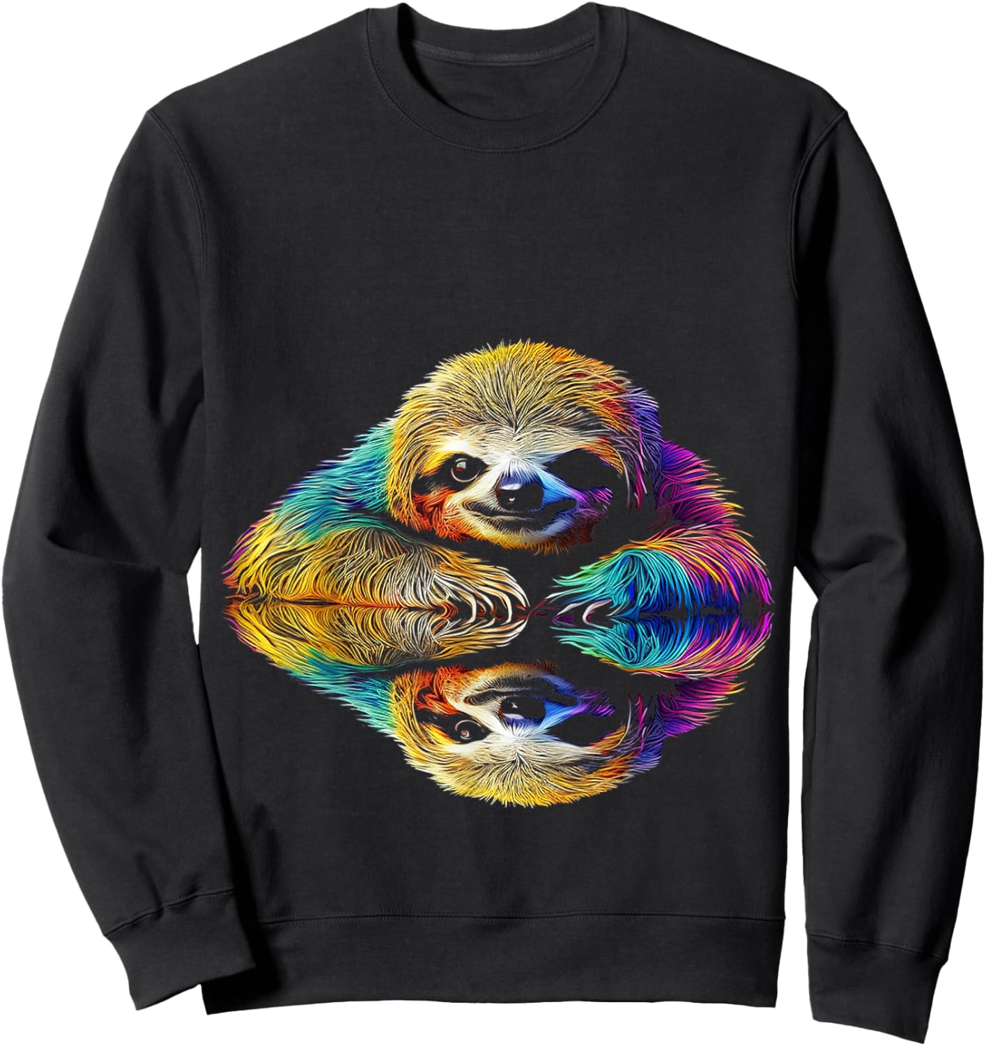 Sloth Abstract Cute Animal Colorful Art Graphic Sloth Sweatshirt - Sweatshirt | Black