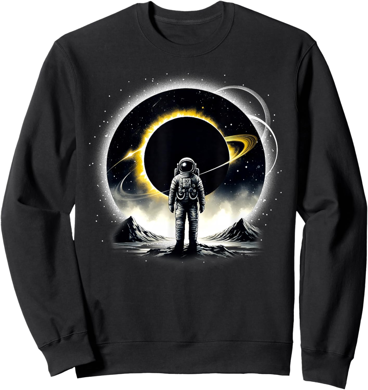 Funny Astronaut Space Eclipse Planet Science Solar System Sweatshirt - Sweatshirt | Black