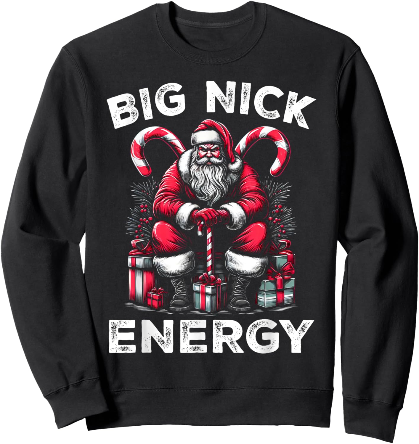 Big Nick Energy Funny Santa Claus Christmas Men Women Kids Sweatshirt - Sweatshirt | Black