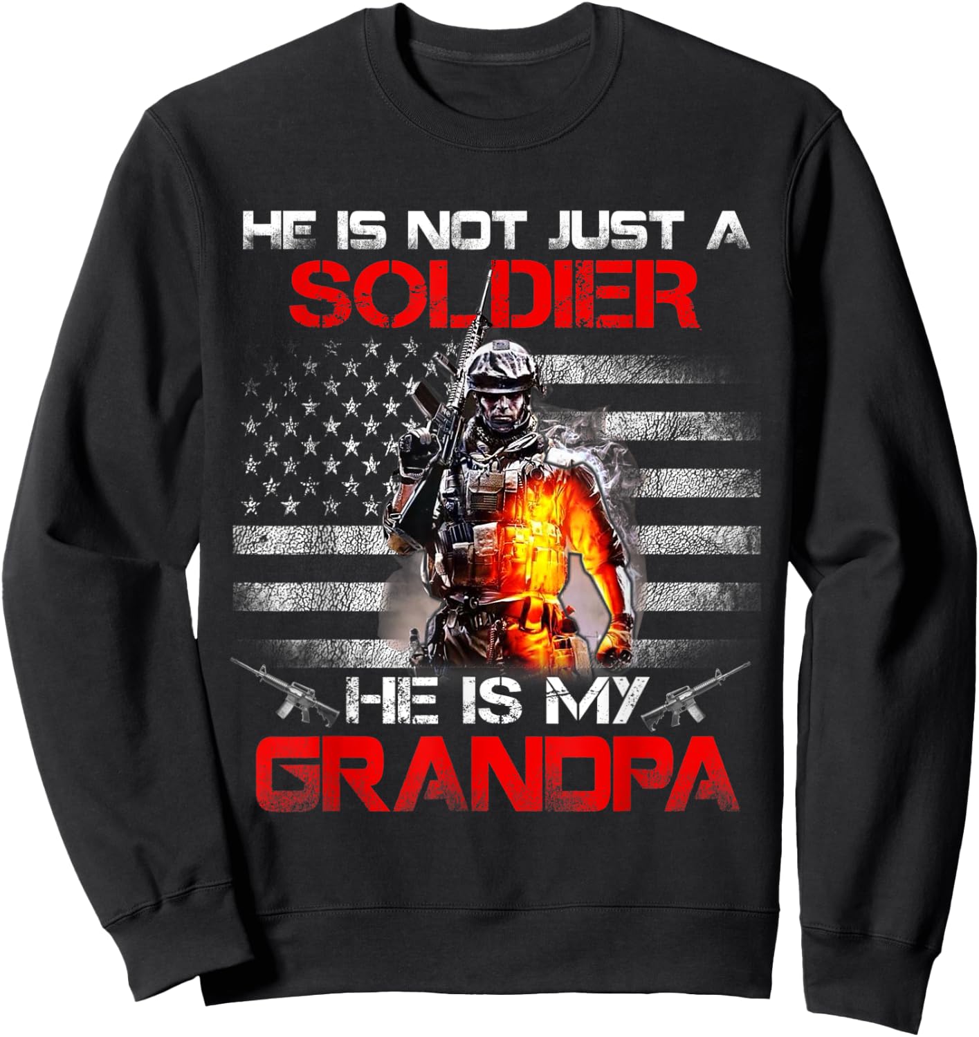 My Grandpa Is A Soldier Proud Army Grandson Granddaughter Sweatshirt - Sweatshirt | Black